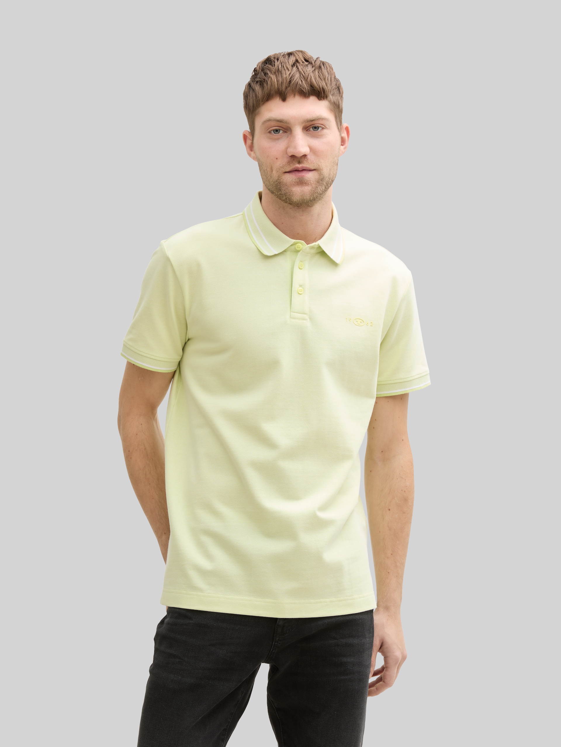 Piqué polo shirt with stretch - lime green two tone pique