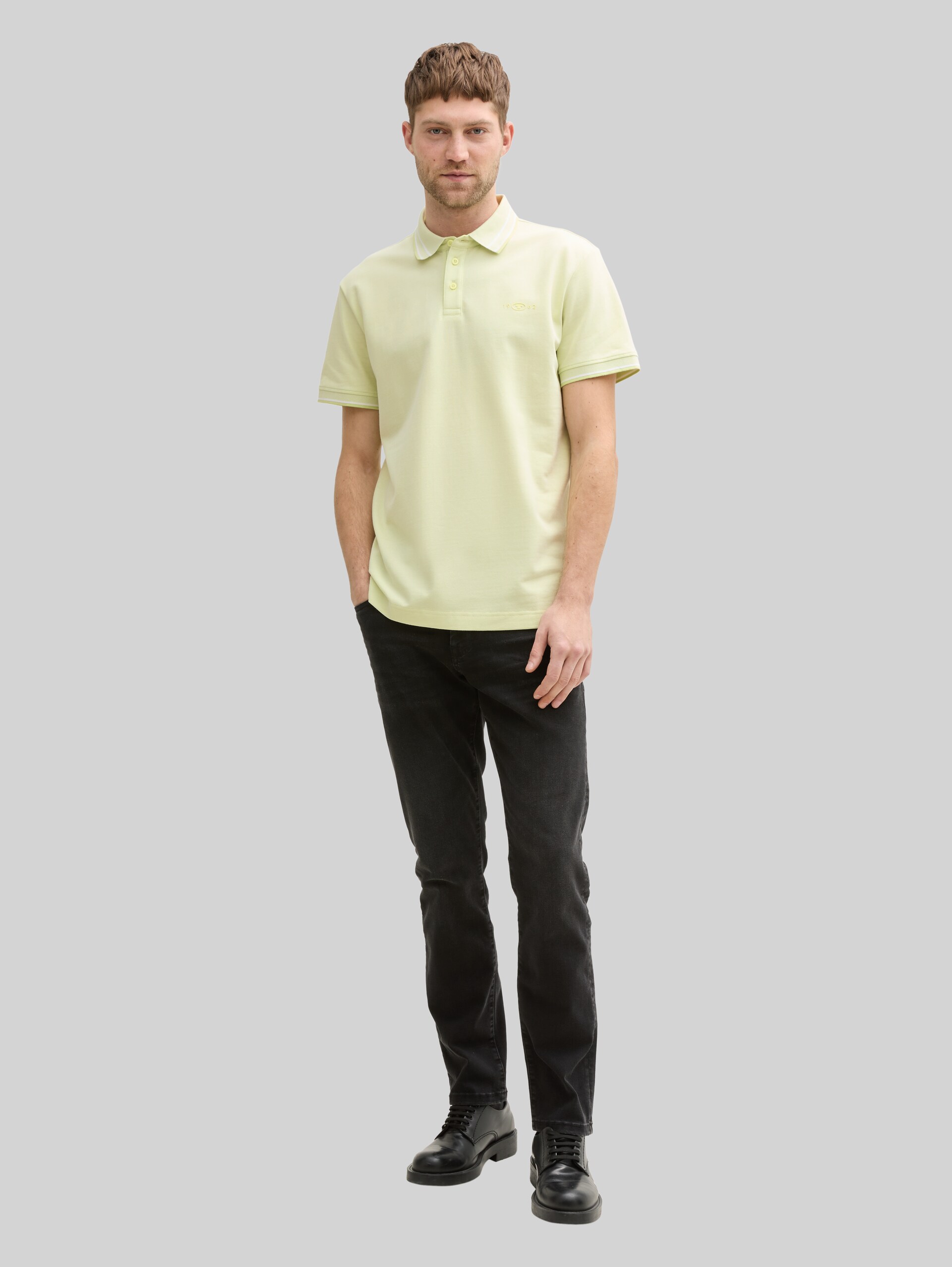 Piqué polo shirt with stretch - lime green two tone pique