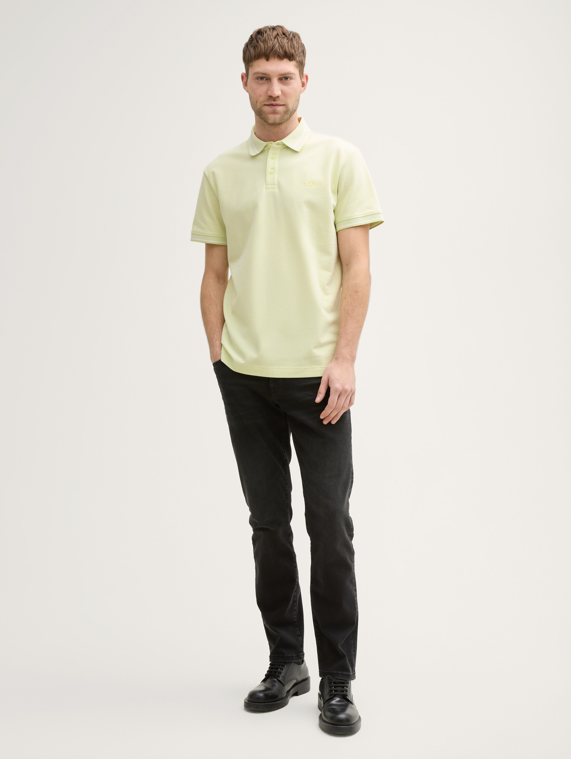 Piqué Poloshirt mit Stretch - lime_green_two_tone_pique - 