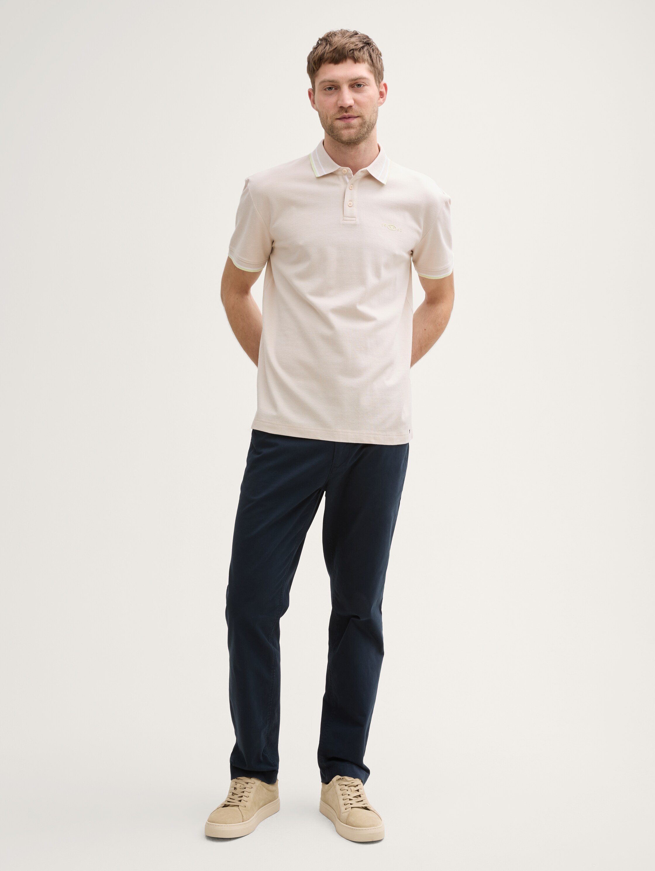 Piqué Poloshirt mit Stretch - light_cashew_beige_two_tone - 