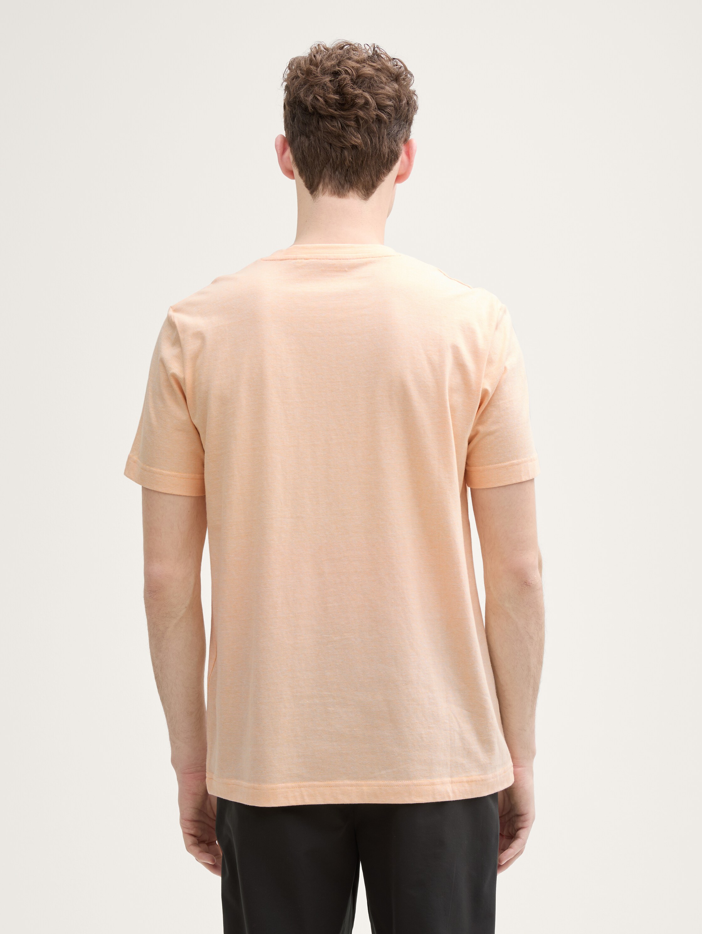 T-Shirt mit Logo-Print - peachy_orange_white_stripes - 