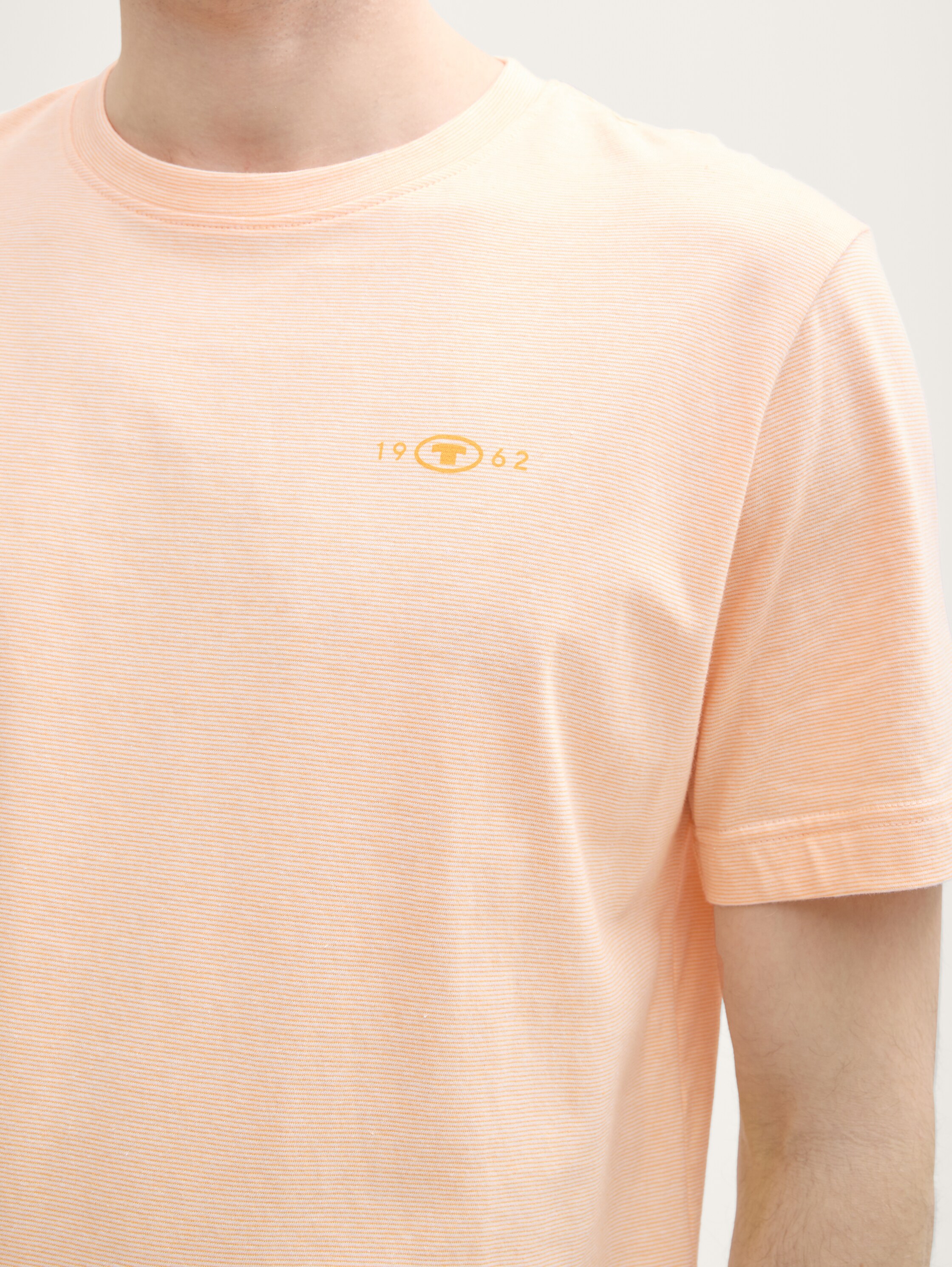 T-Shirt mit Logo-Print - peachy_orange_white_stripes - 