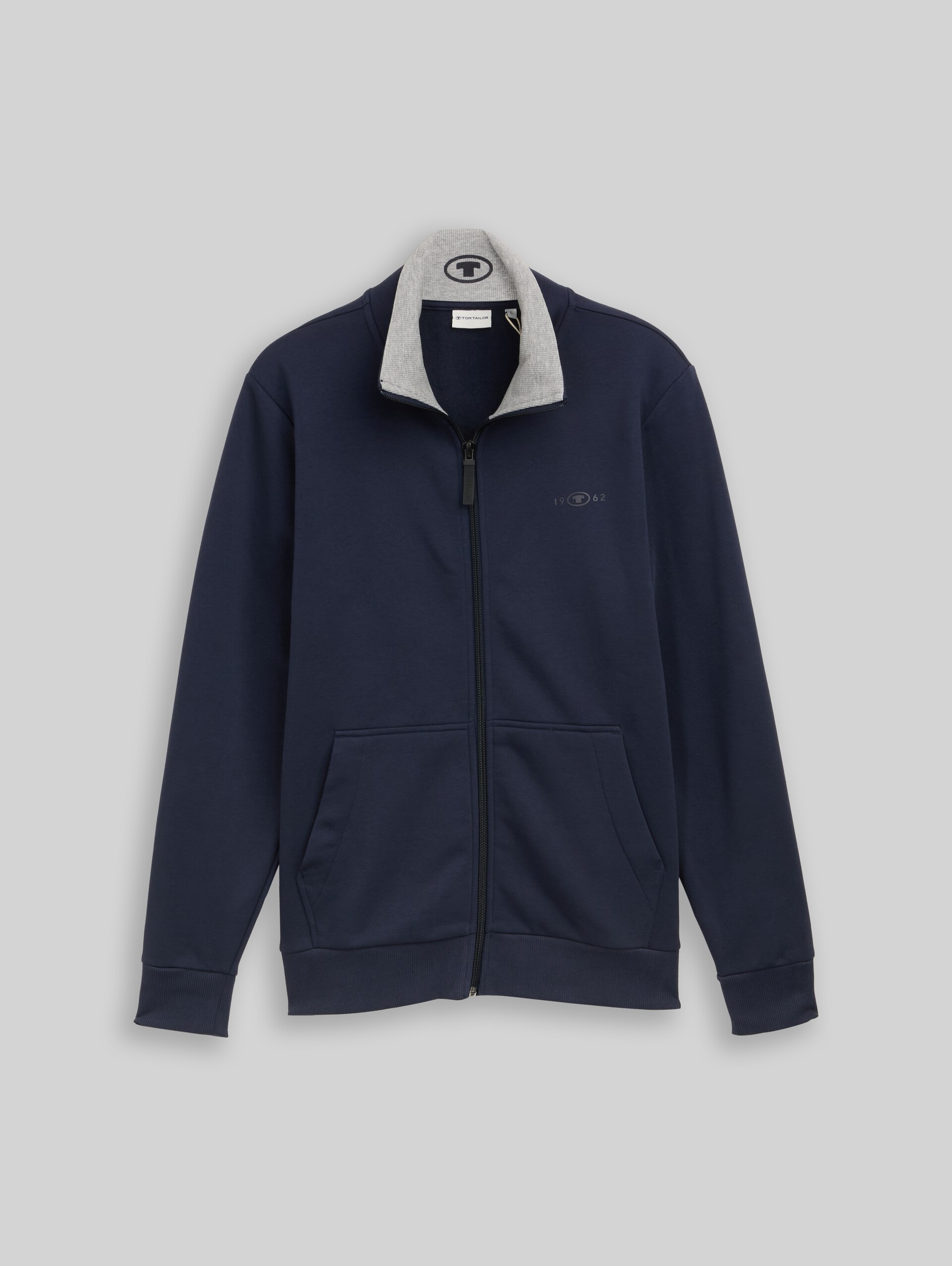 Sweat jacket with stand-up collar - sky captain blue - Front product view
