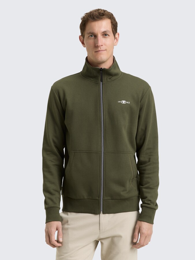 Sweat jacket with stand-up collar by Men, Deep Forest Green