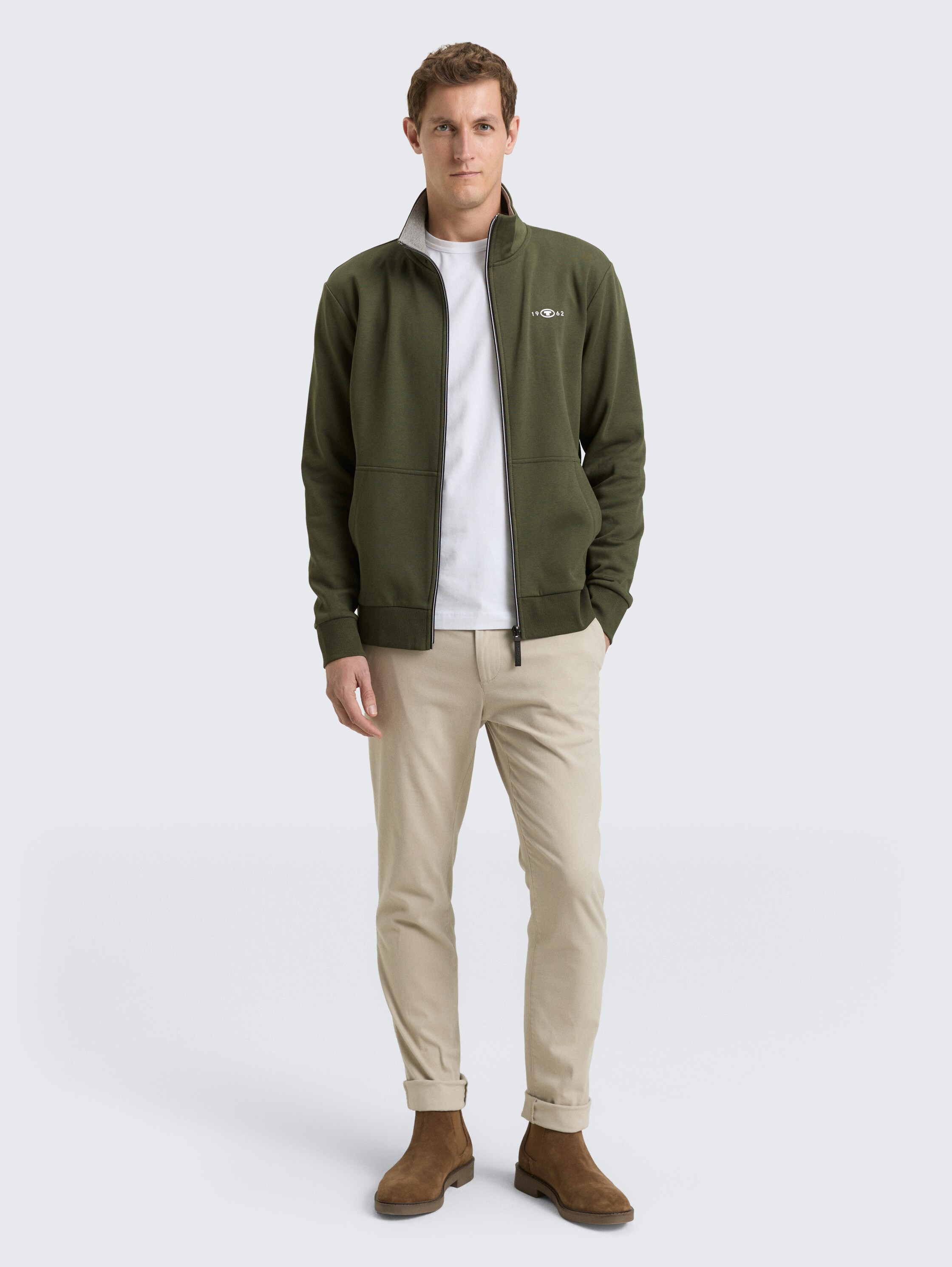 Sweatjacke mit Stehkragen - deep_forest_green - 