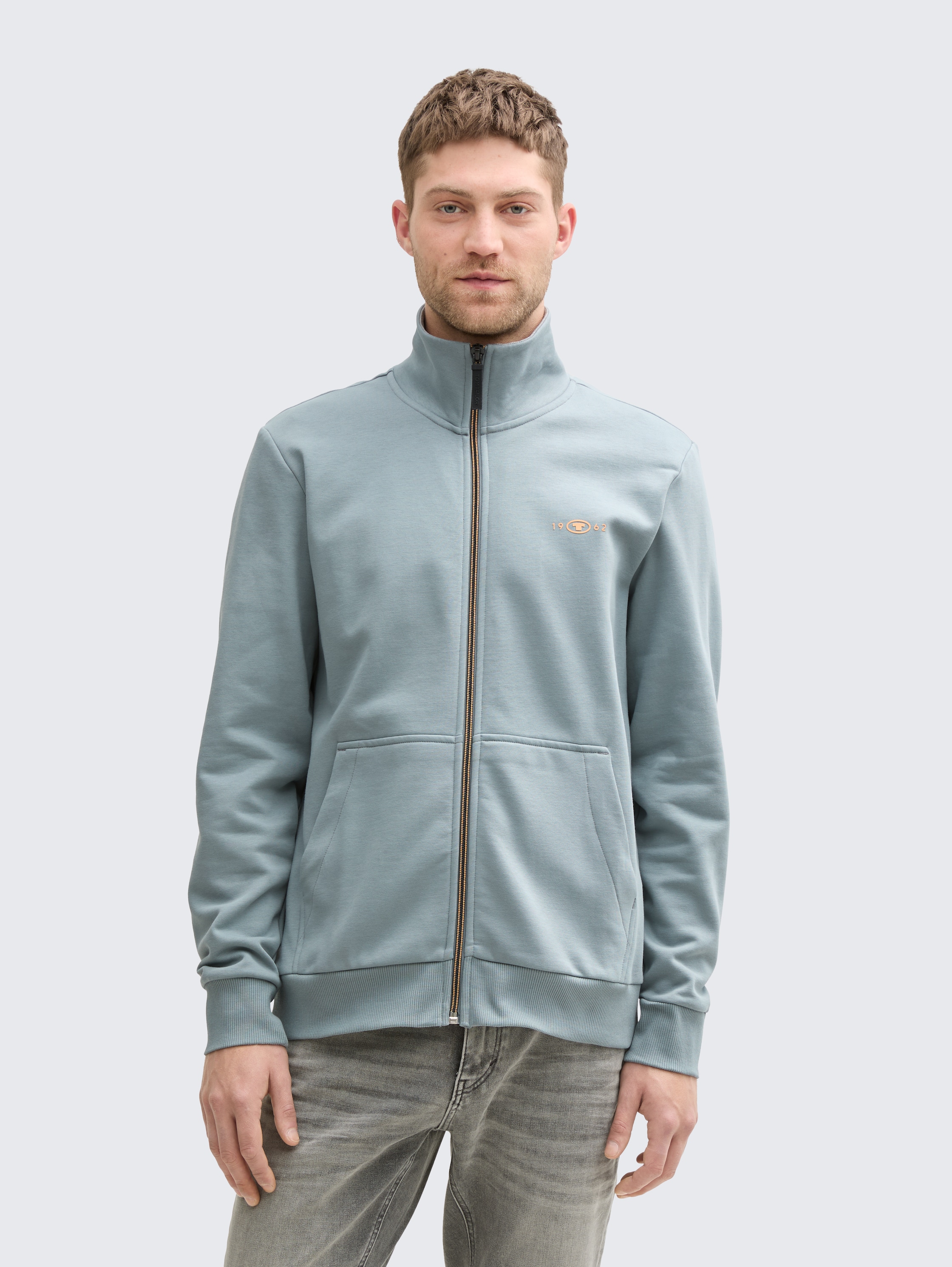 Sweatjacke mit Stehkragen - grey_mint - 