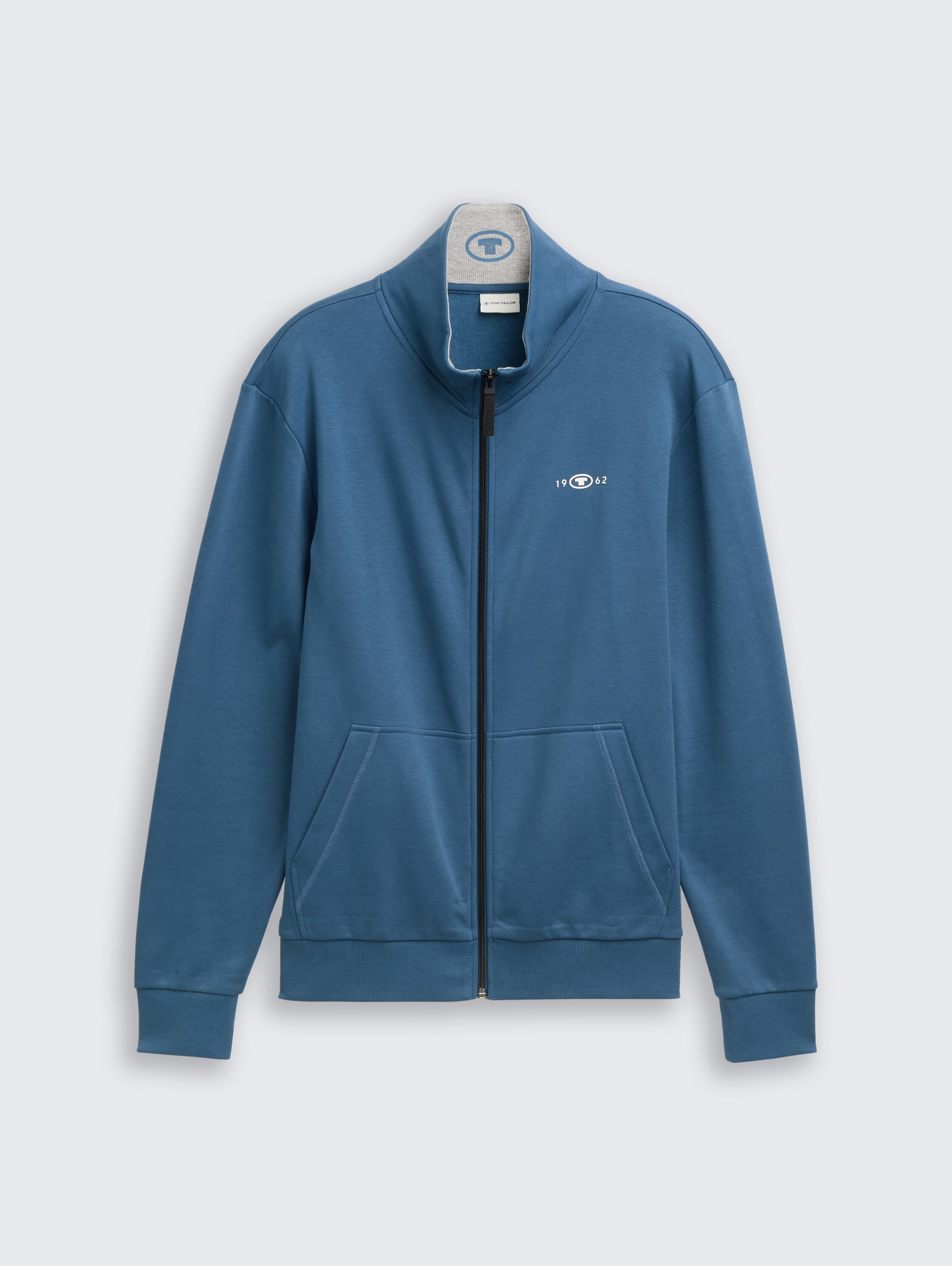 sweat jacket with print - real teal blue - Front product view