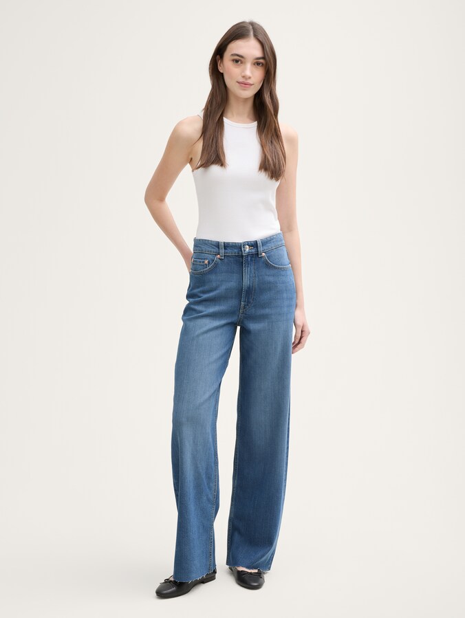 TTLINOU WIDE Jeans von Denim Female, Clean Mid Stone Blue Denim