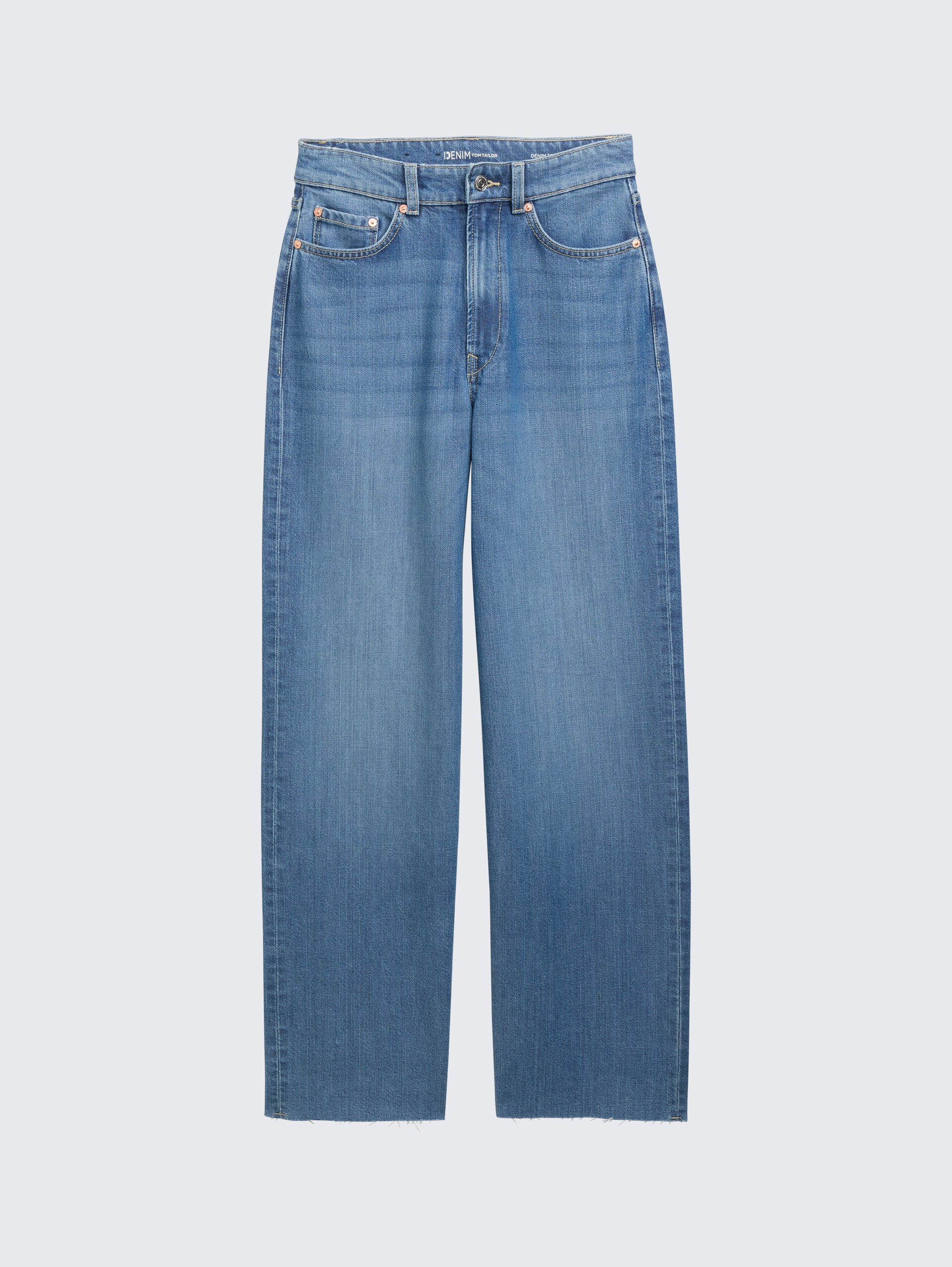 TTLINOU WIDE Jeans - Clean Mid Stone Blue Denim - Vorder-Produkt-Ansicht