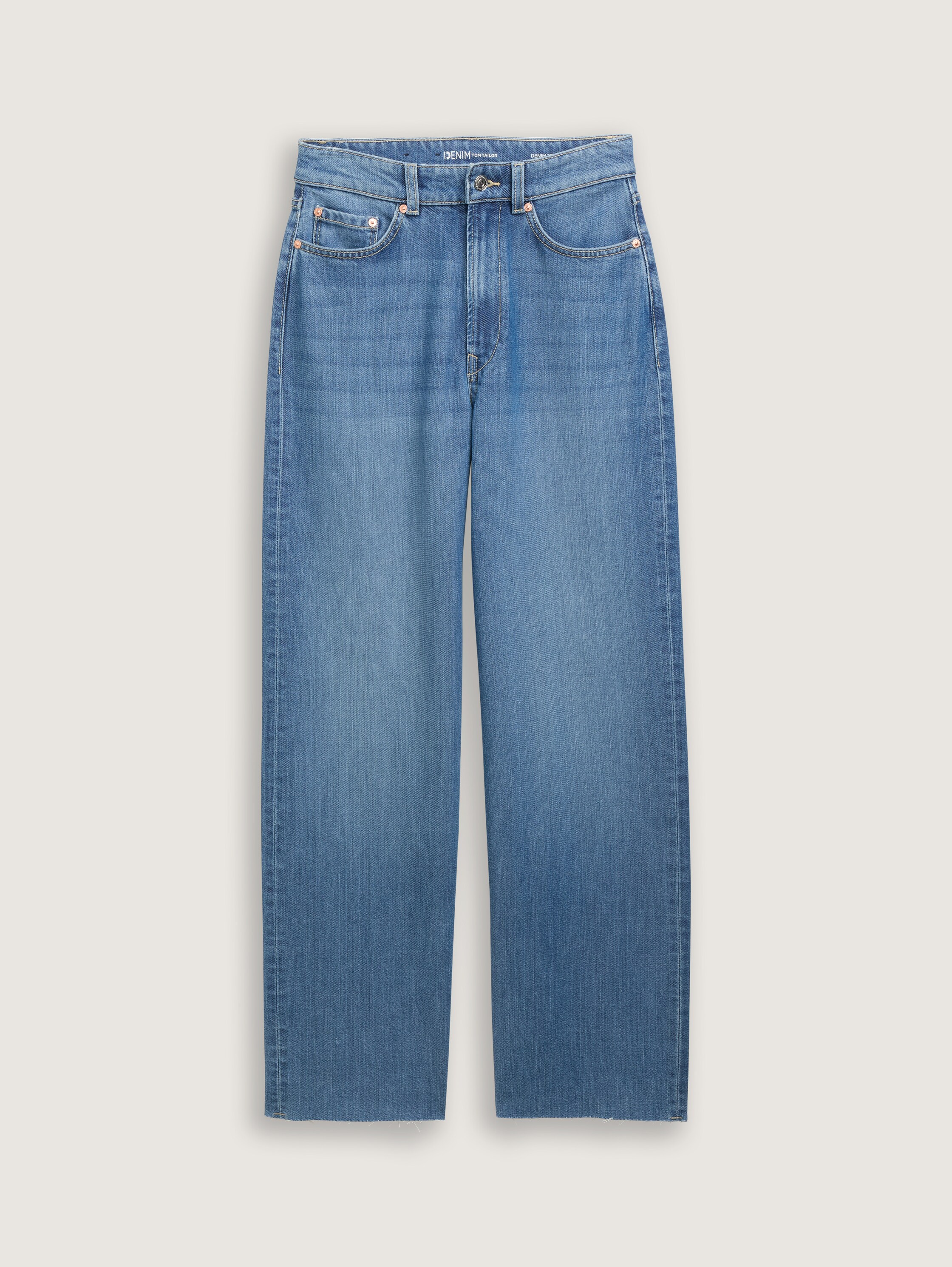Wide Leg Jeans mit Stretch-Anteil - blau - Vorder-Produkt-Ansicht