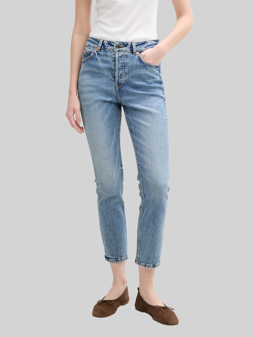 TTLOTTE SLIM STRAIGHT Jeans mit High Waist von Denim Female, Used Mid Stone Blue Denim