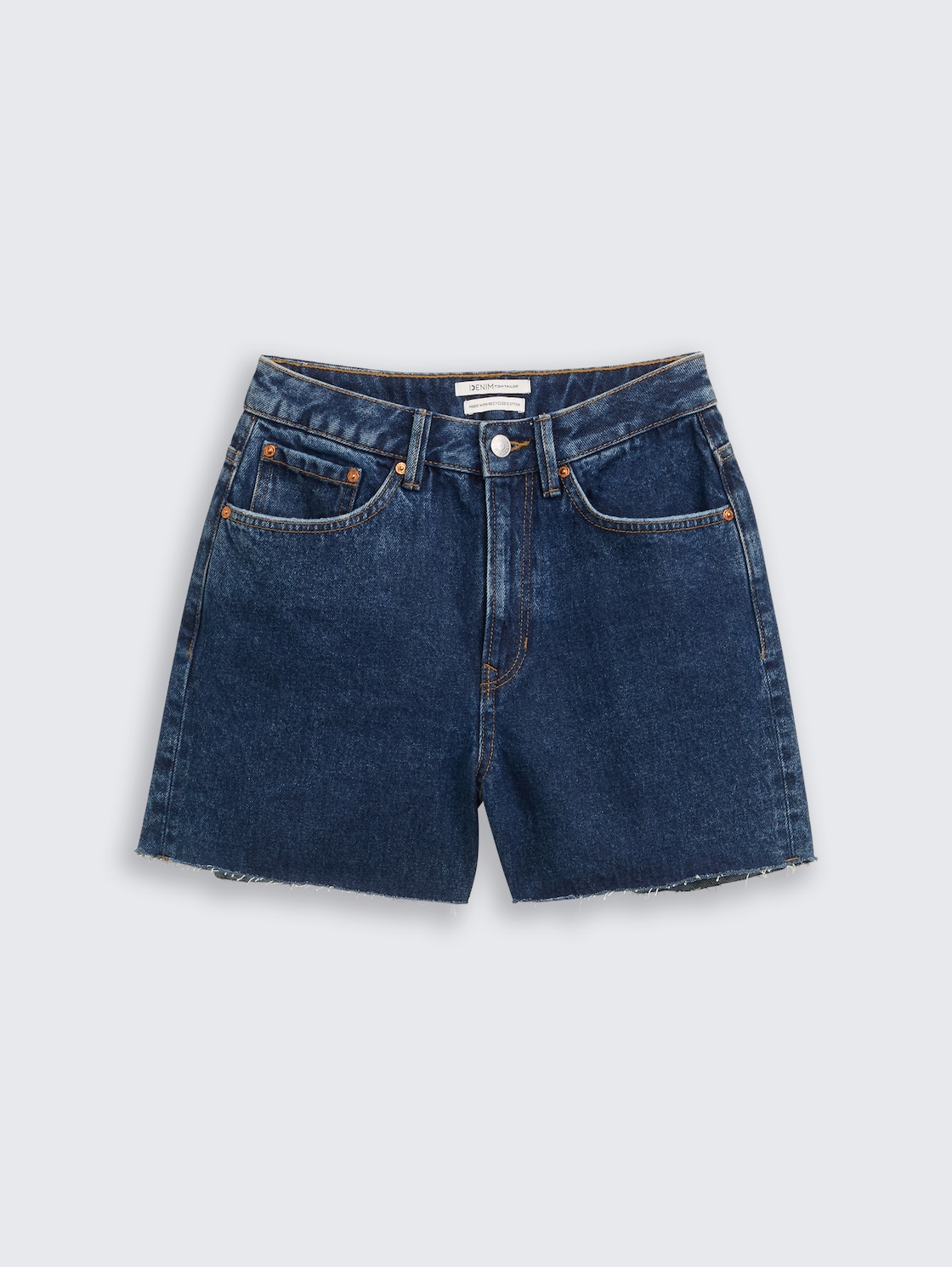 TTLINLEY MOM Jeans Shorts - Used Mid Stone Blue Denim - Vorder-Produkt-Ansicht