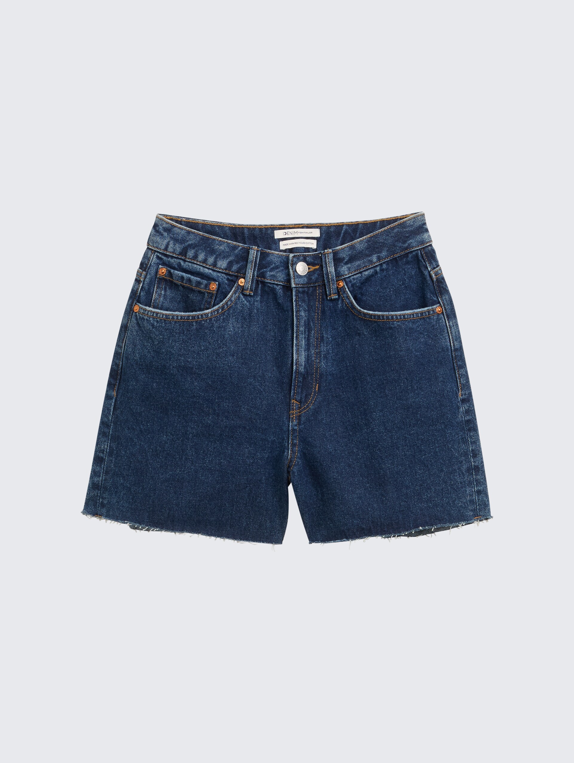 TTLINLEY MOM Jeans Shorts - Used Mid Stone Blue Denim - Vorder-Produkt-Ansicht