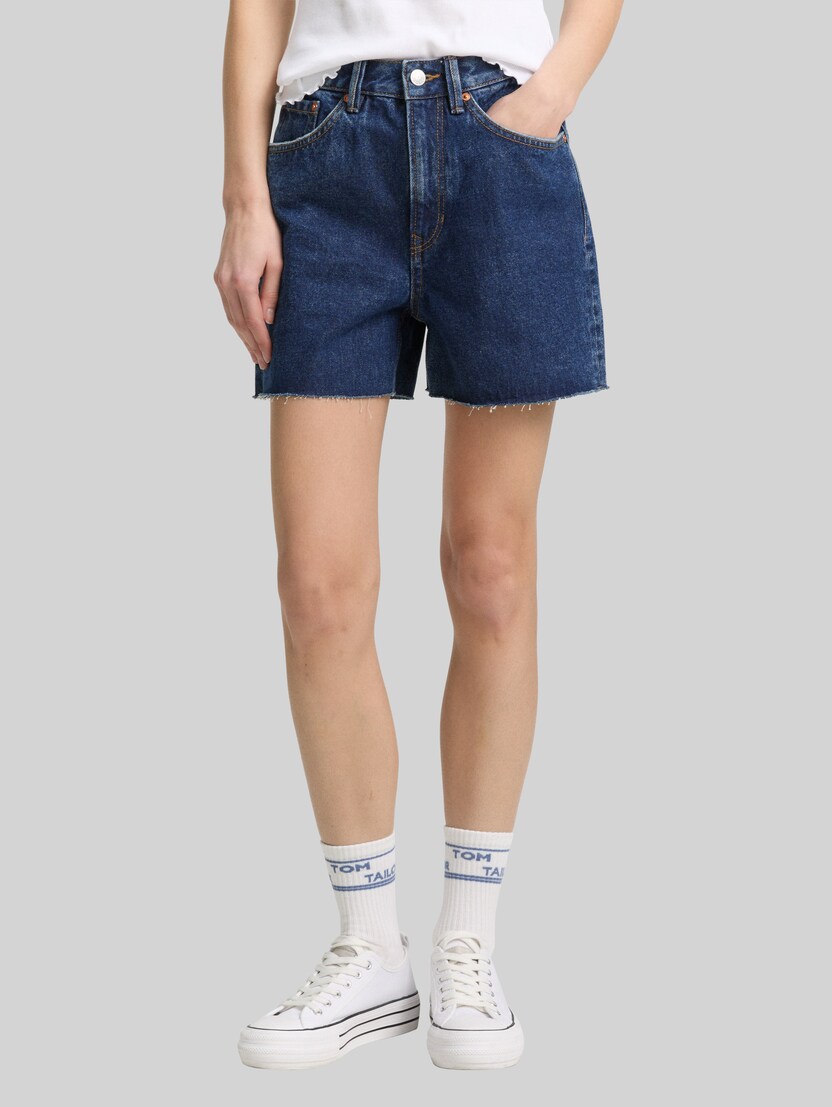 High Waist Mom Jeans Shorts by Denim Female, Used Mid Stone Blue Denim