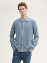 Strickjacke mit Kentkragen - mystical blue multicolor - Ausschnitt Model-Vorderansicht