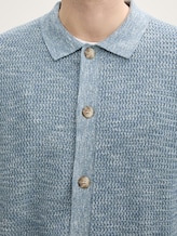 Strickjacke mit Kentkragen - mystical blue multicolor - Detail-Model-Ansicht