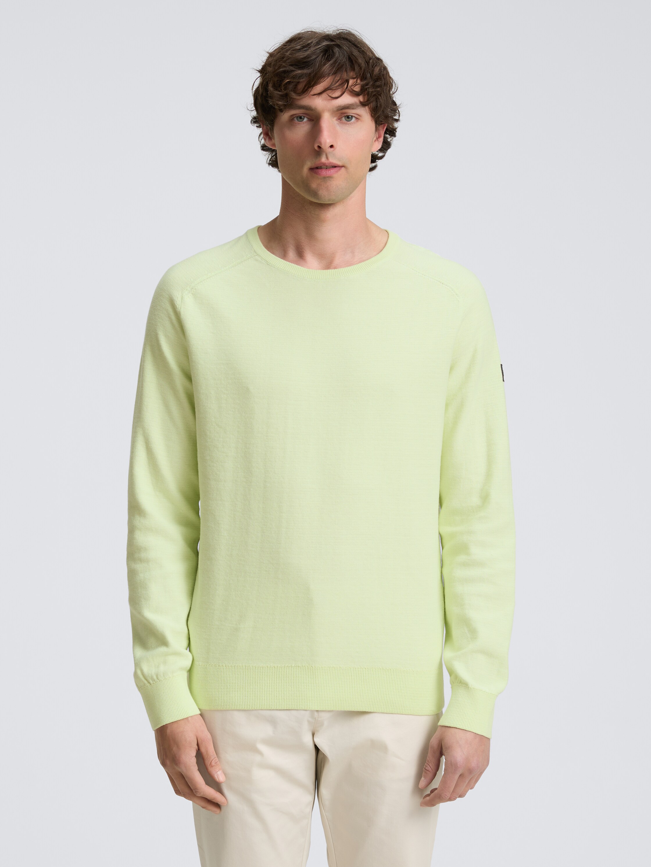 Strickpullover aus Baumwolle - lime_green_tonal_finestripe - 