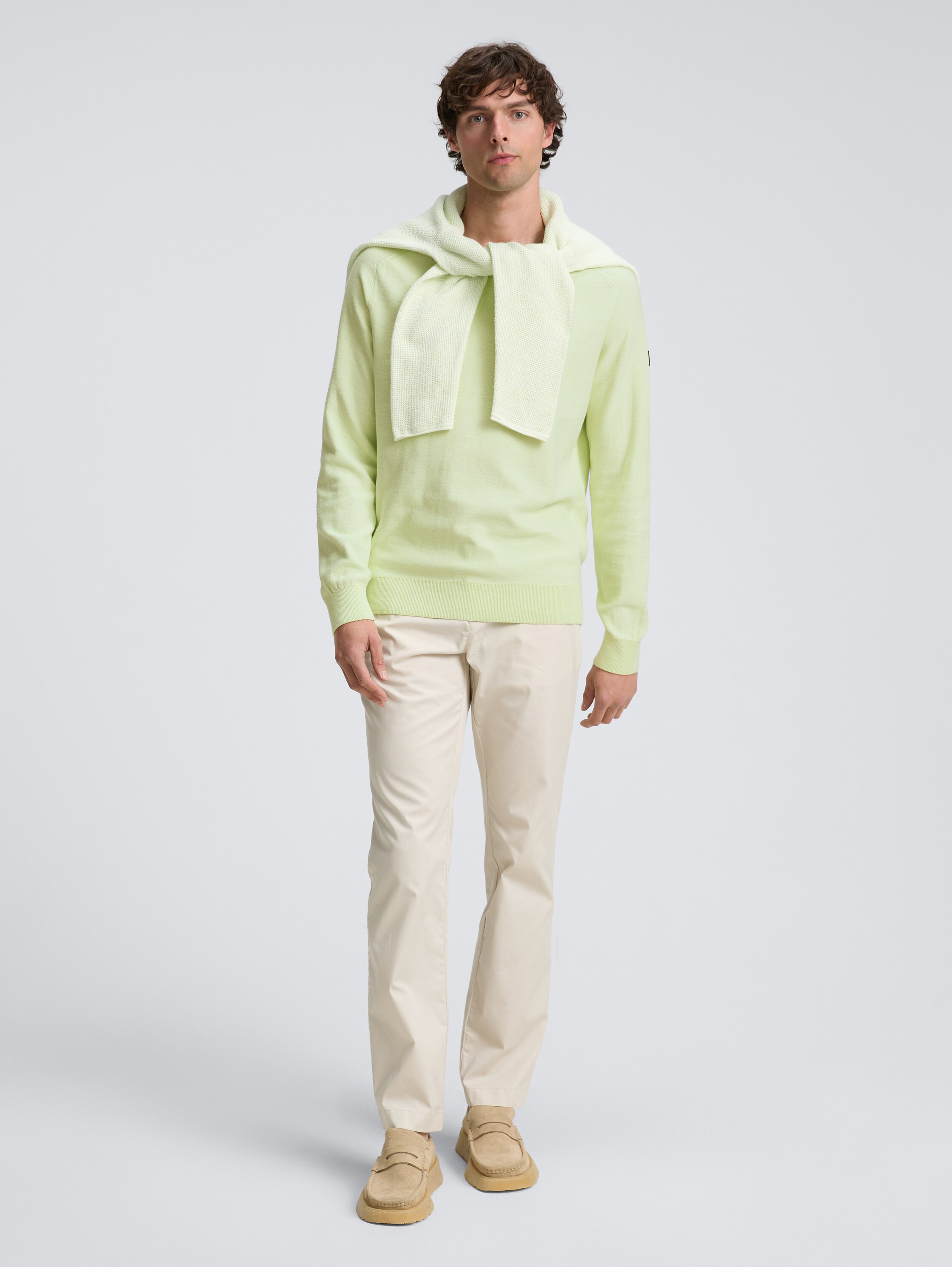 Strickpullover aus Baumwolle - lime_green_tonal_finestripe - 