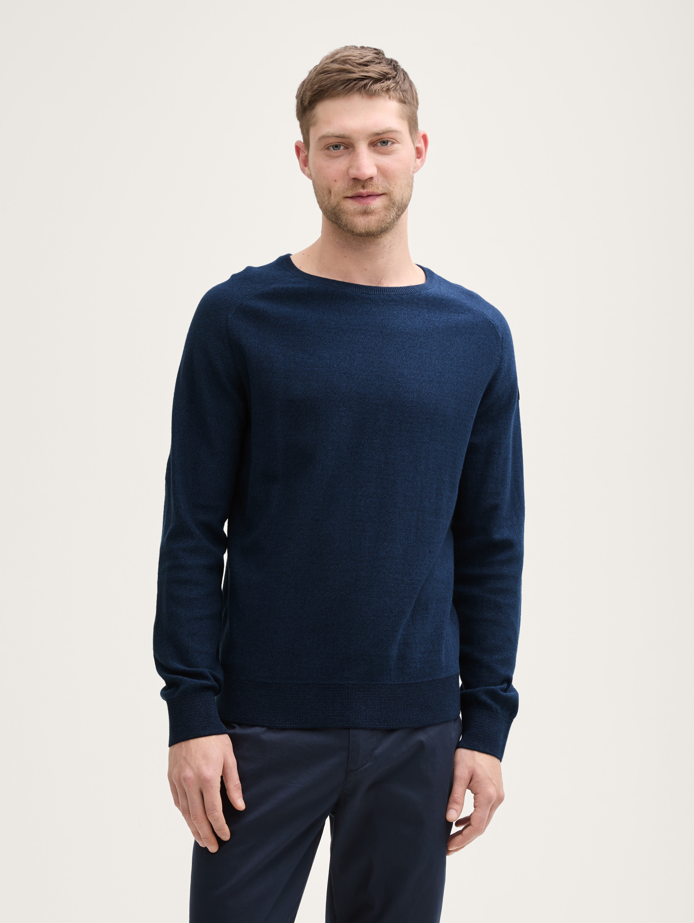 Strickpullover aus Baumwolle - sky_captain_tonal_finestripe - 