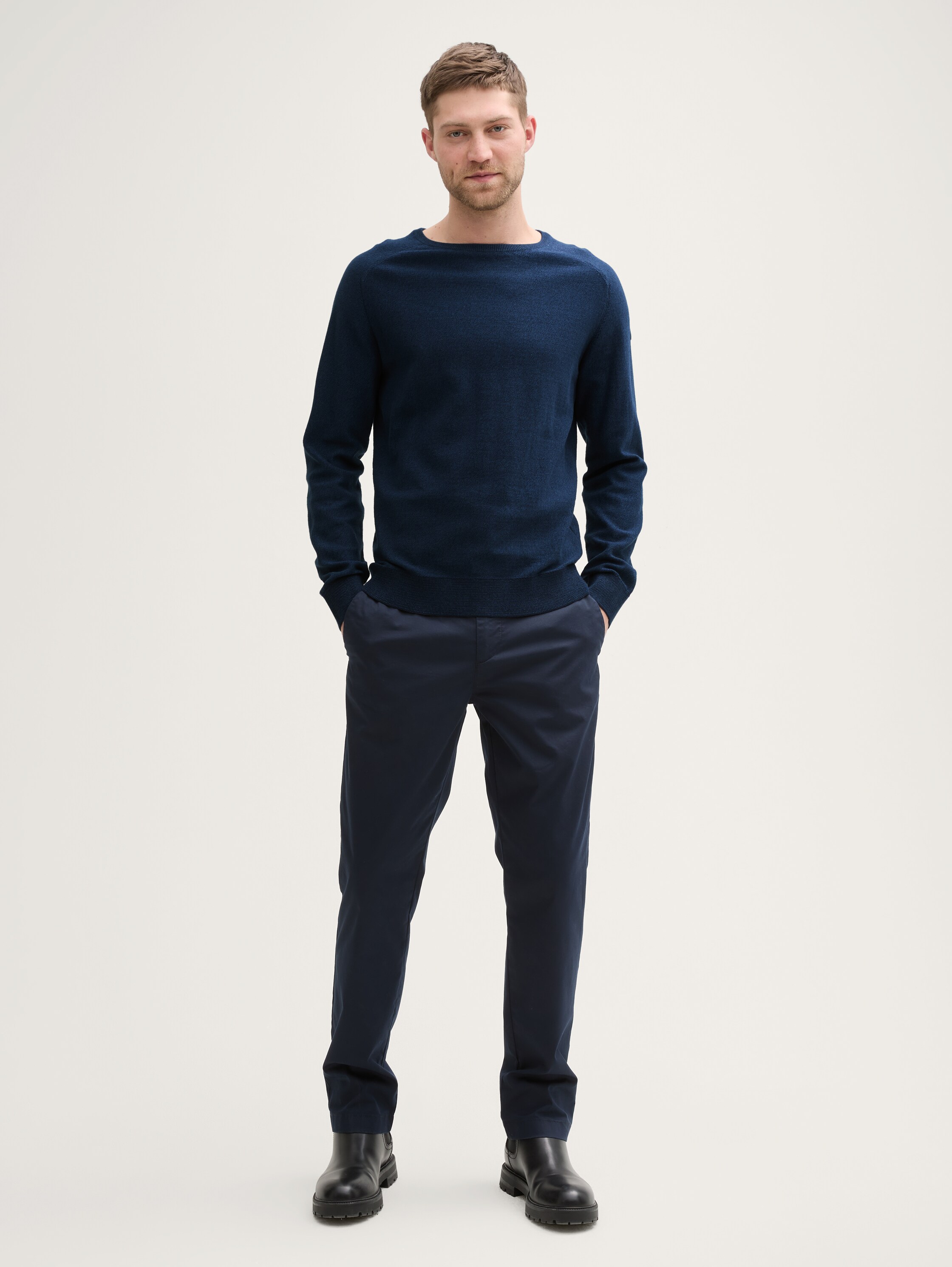 Strickpullover aus Baumwolle - sky_captain_tonal_finestripe - 