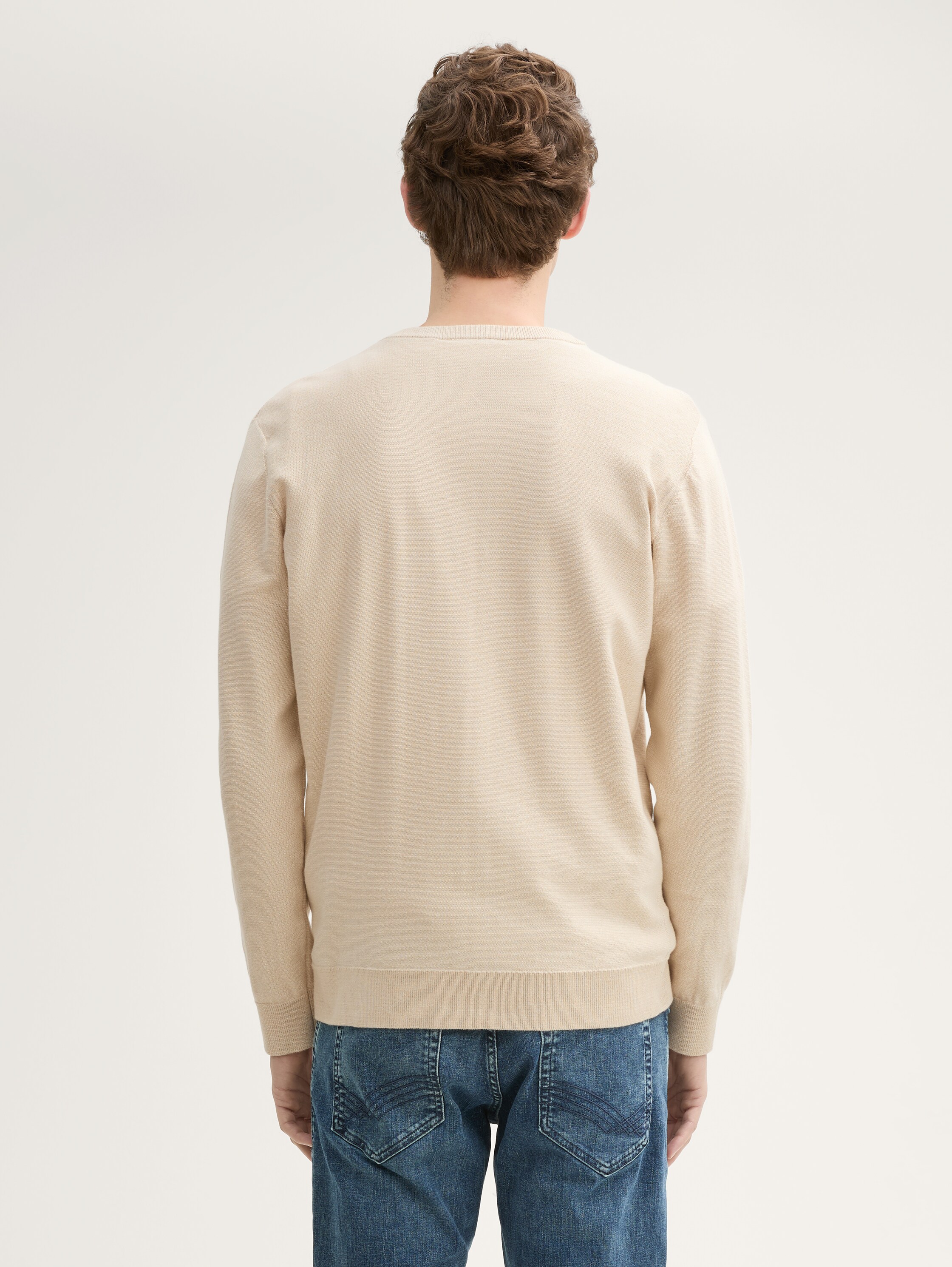 Henley Strickpullover aus Baumwolle - light_cashew_tonal_finestripe - 