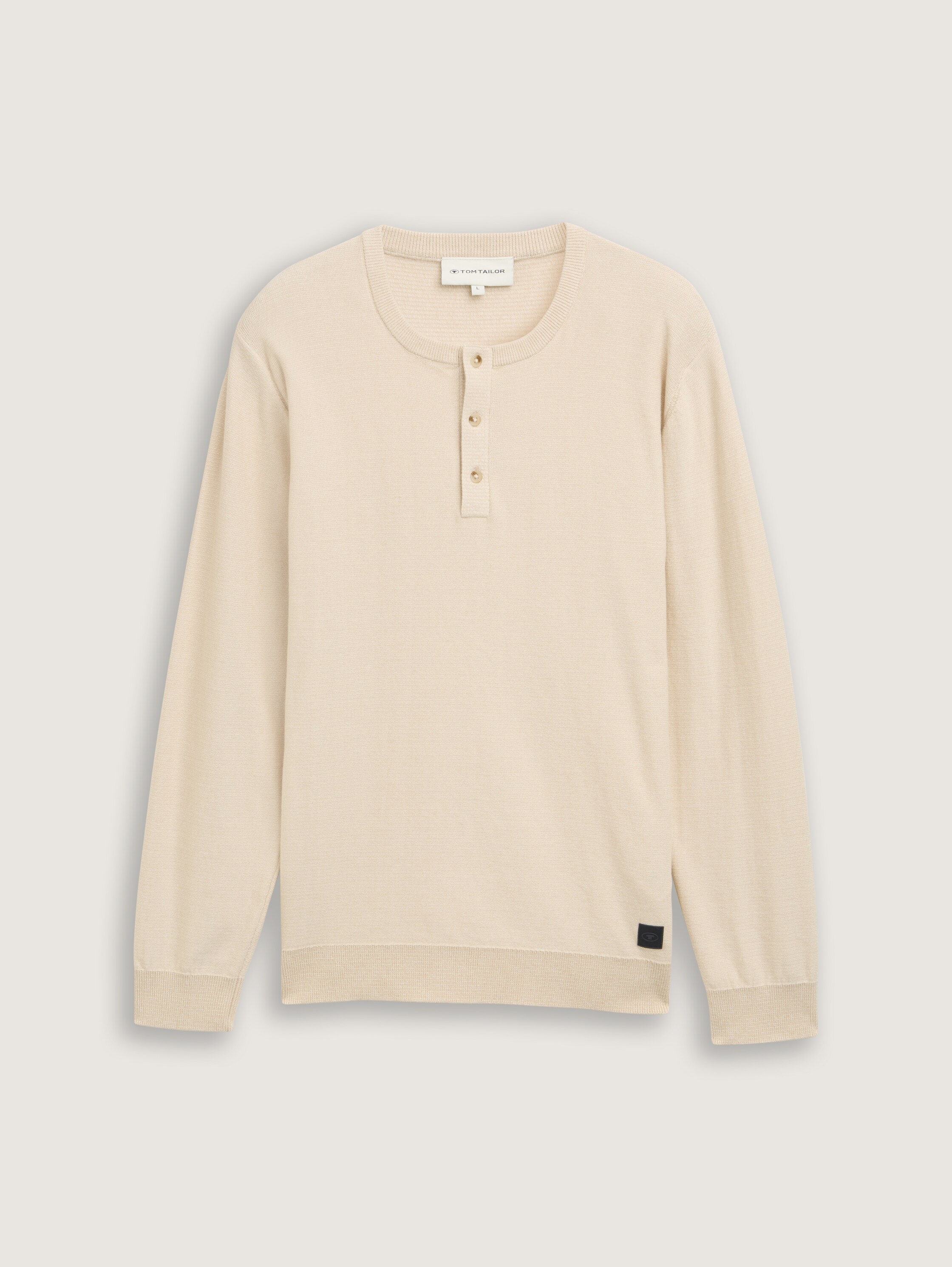 Henley Strickpullover aus Baumwolle - light_cashew_tonal_finestripe - 