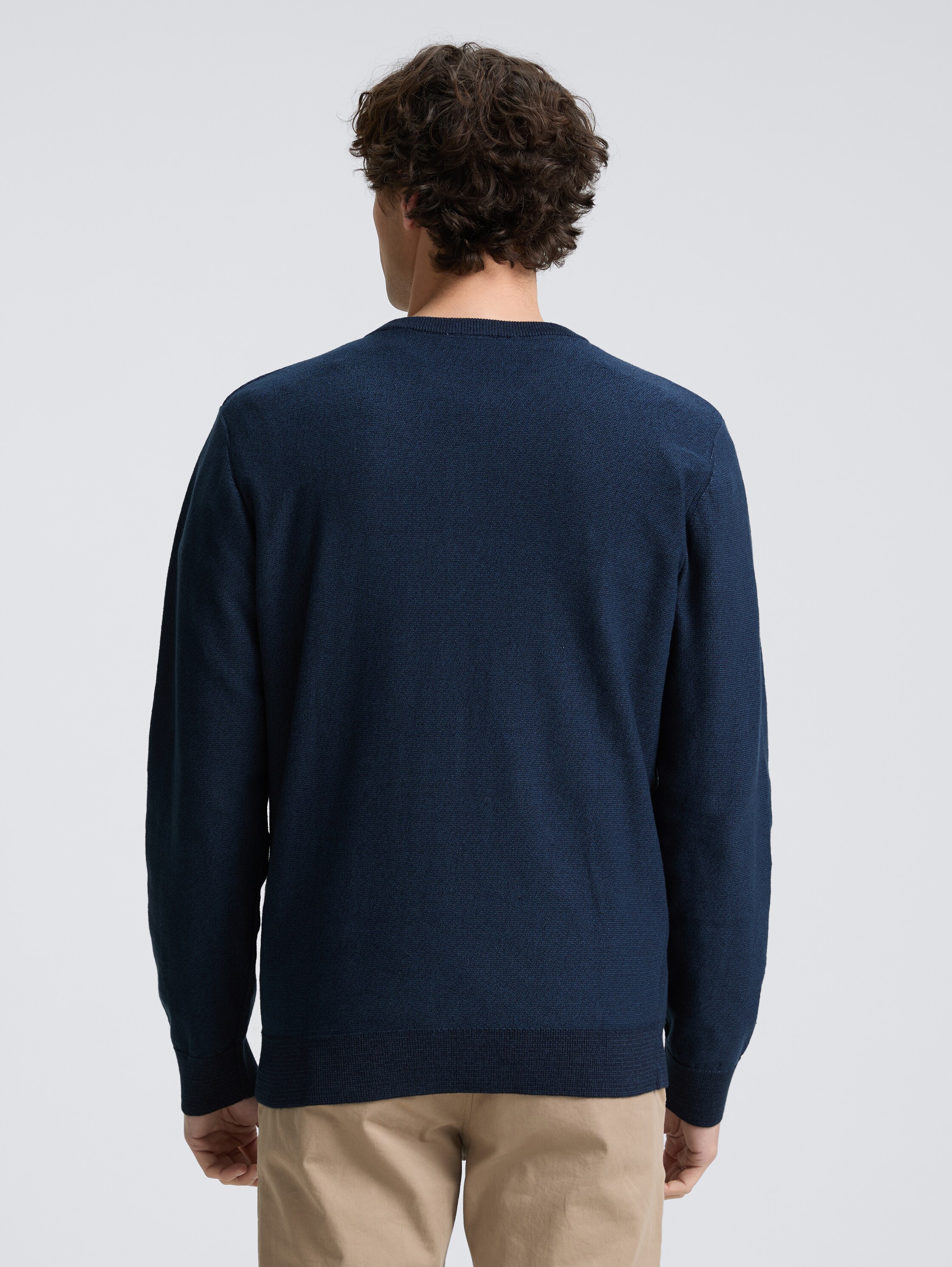 Henley Strickpullover aus Baumwolle - sky_captain_tonal_finestripe - 