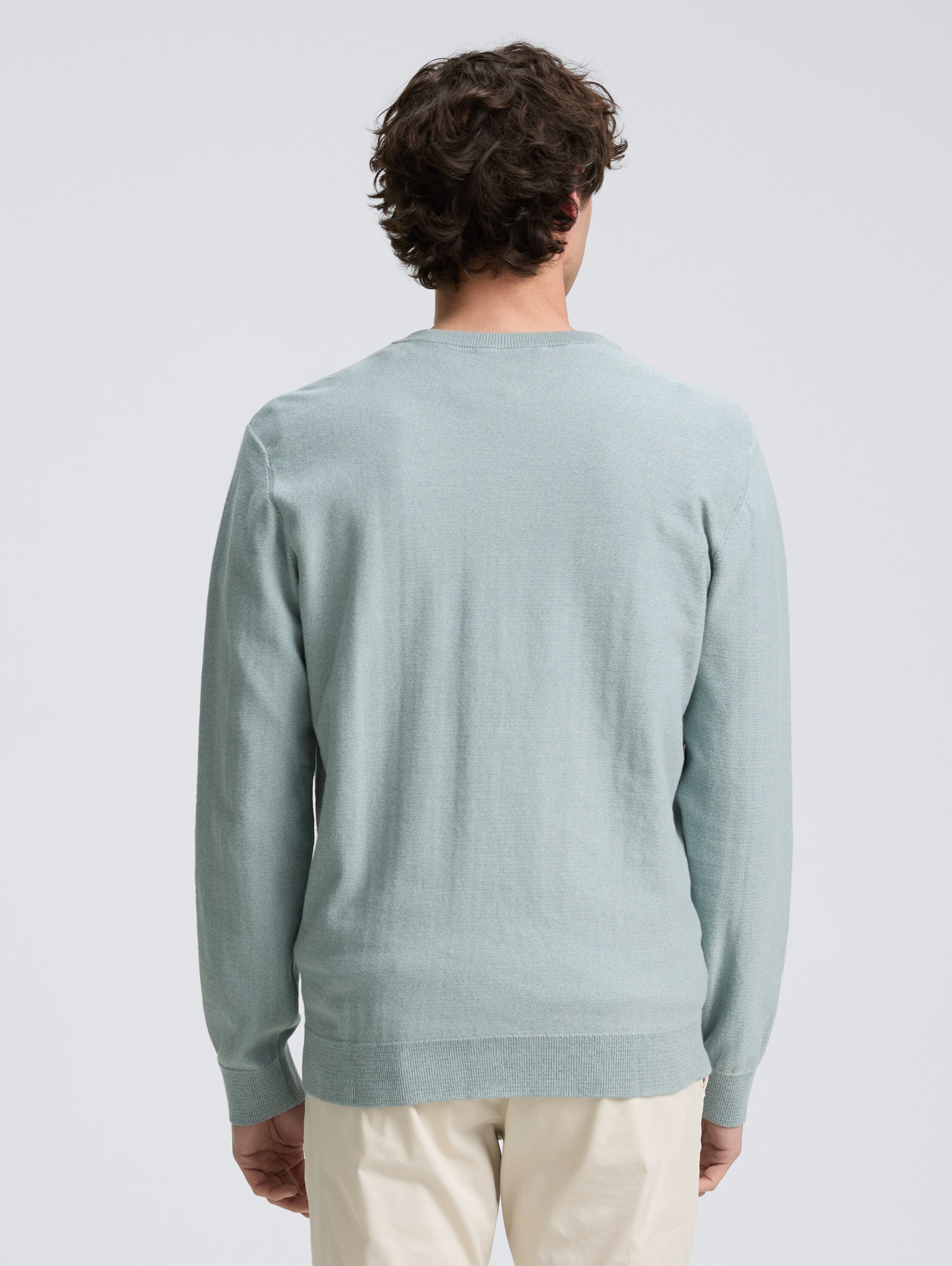 Henley Strickpullover aus Baumwolle - grey_mint_tonal_finestripe - 
