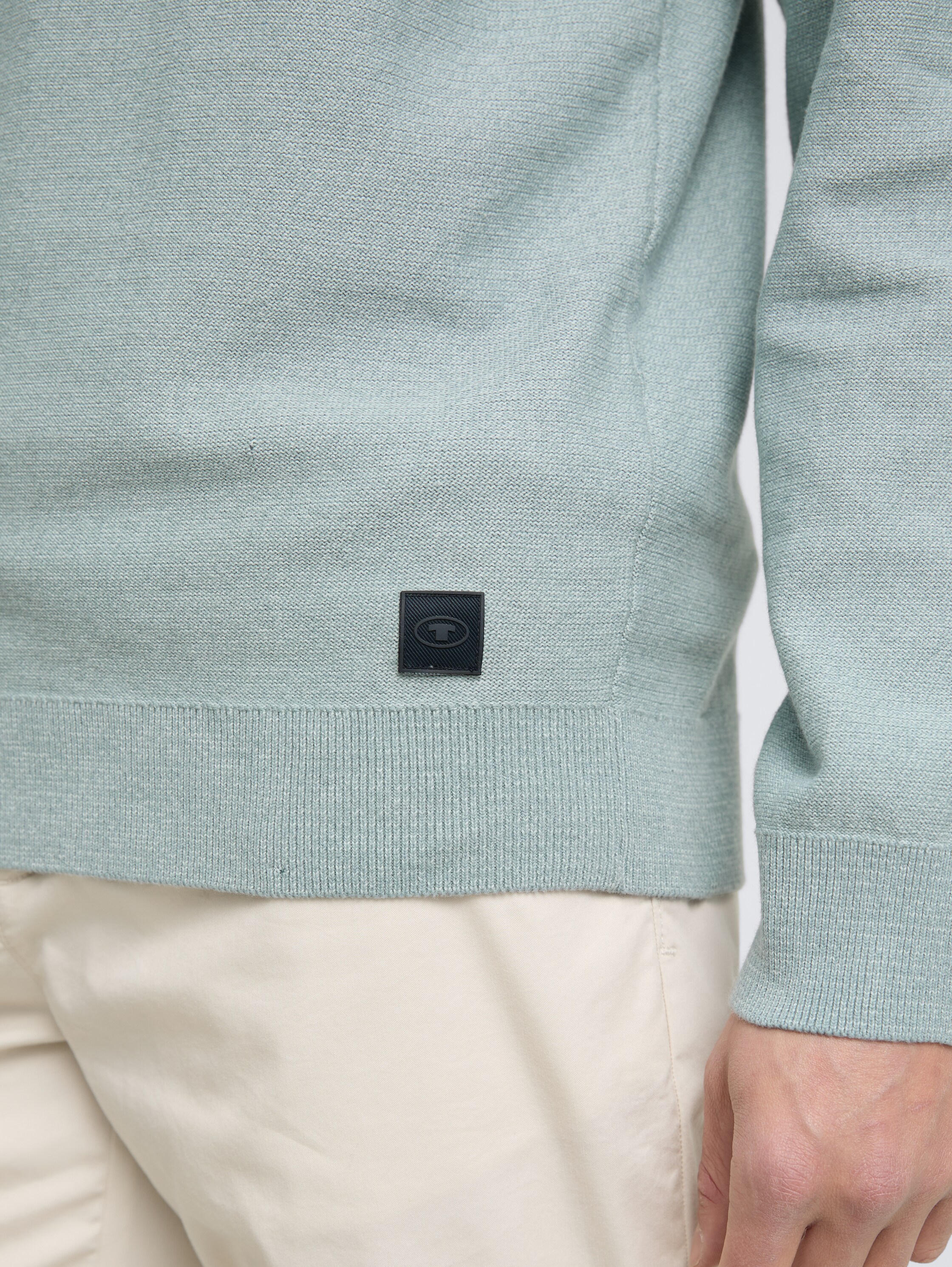 Henley Strickpullover aus Baumwolle - grey_mint_tonal_finestripe - 