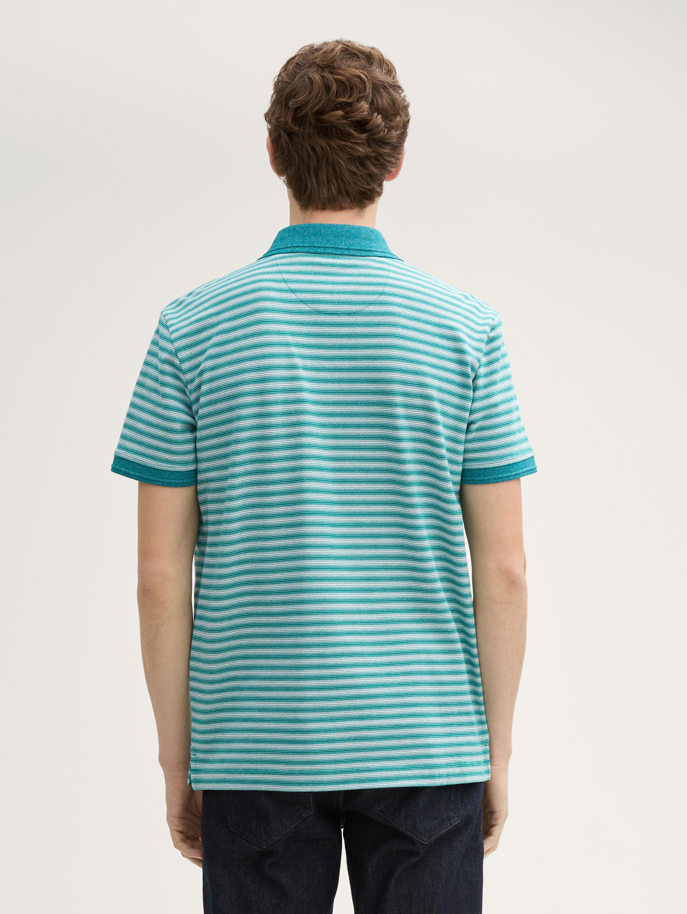 Piqué polo met borstzak - green_white_irregular_stripe - 