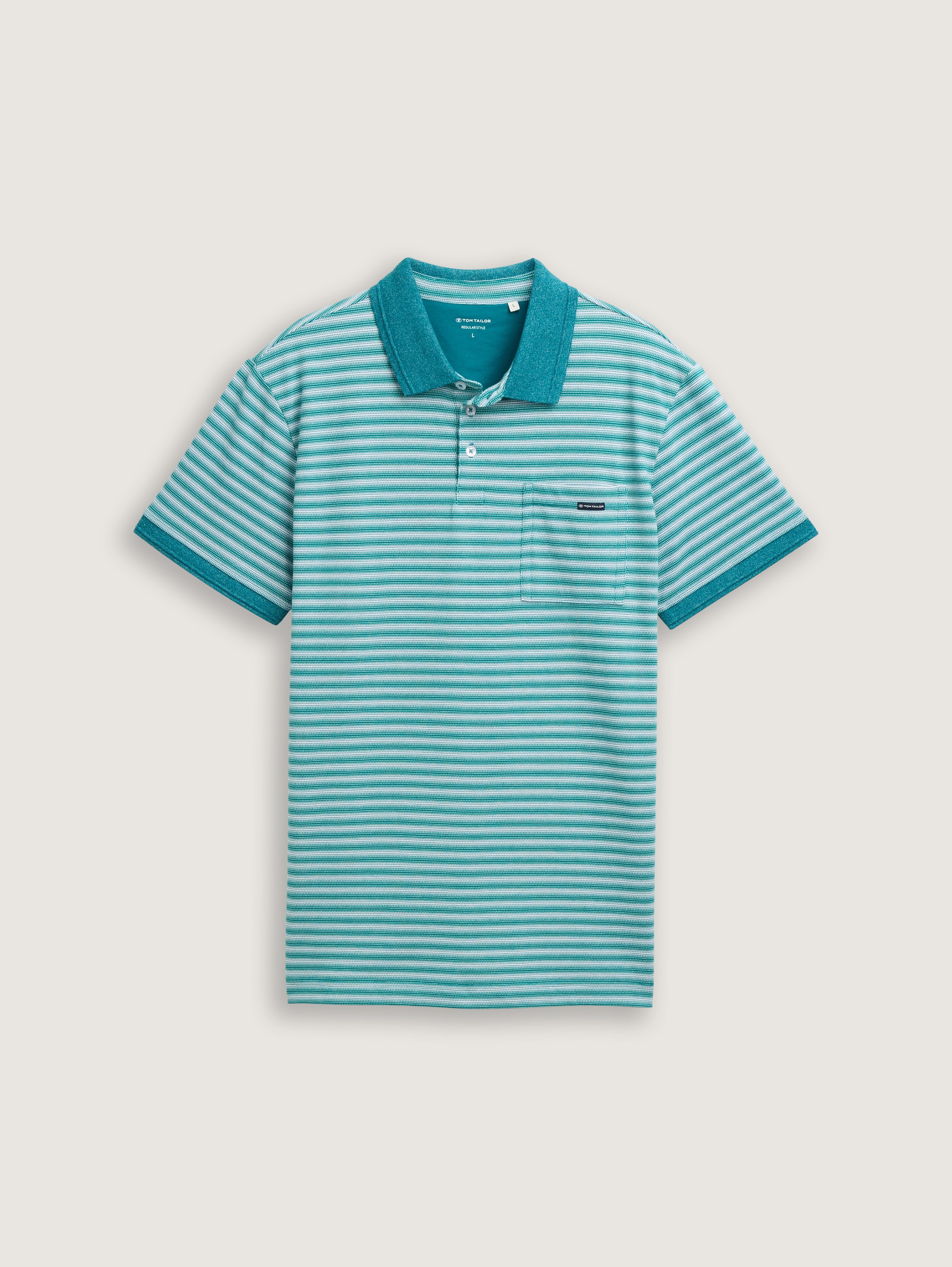 Piqué polo met borstzak - green_white_irregular_stripe - 