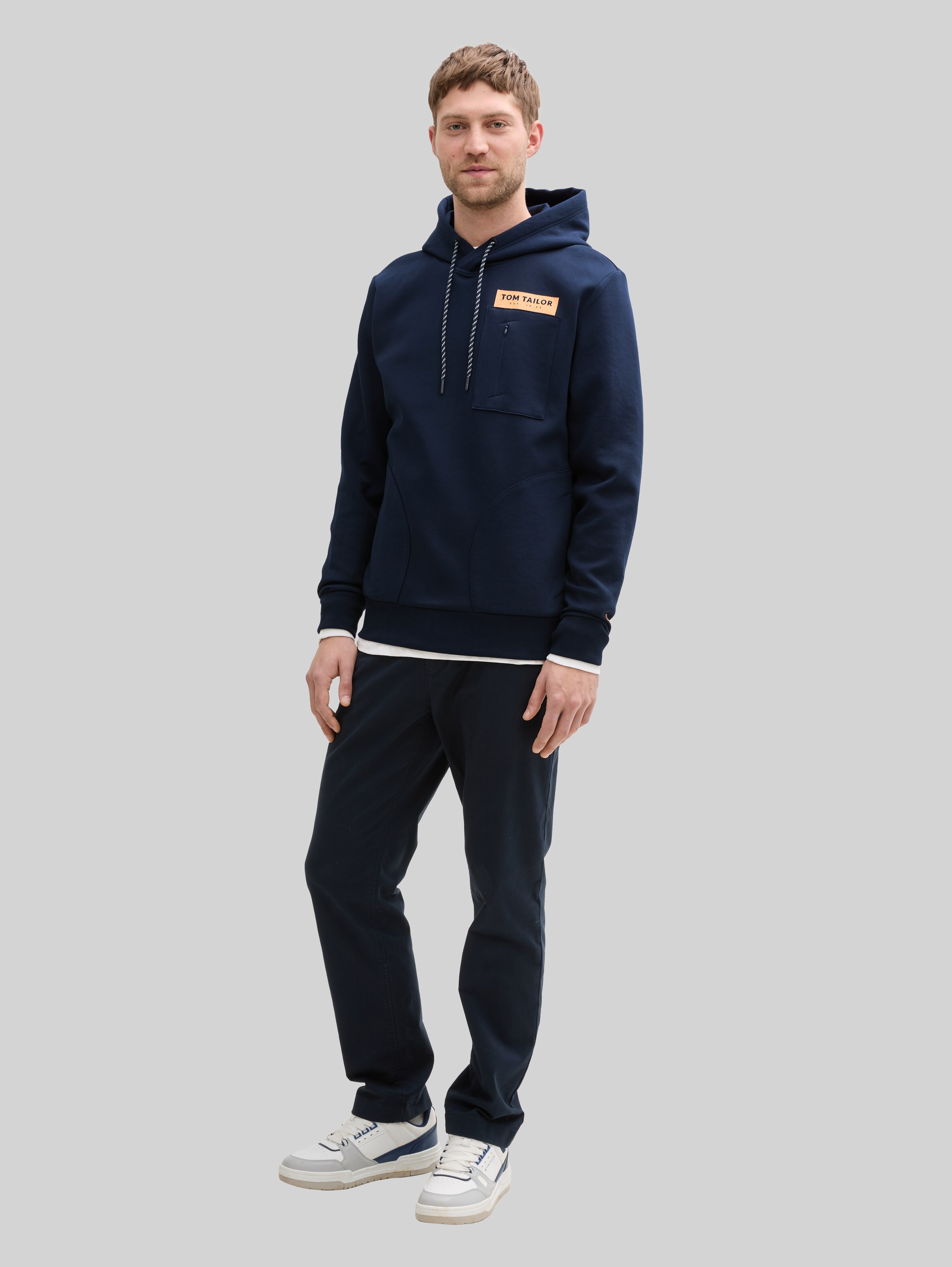 Hoodie sweatshirt with pockets in blue by Tom Tailor