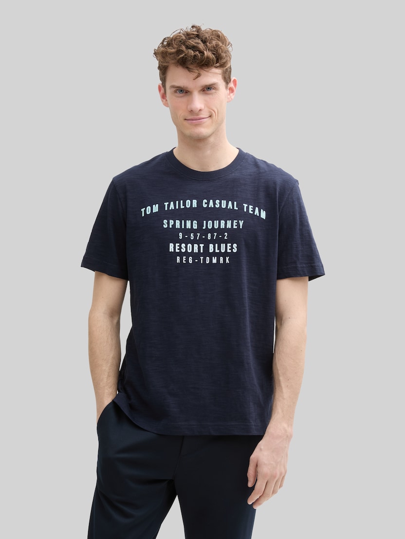 T-Shirt aus Baumwolle mit Print von Men, sky captain blue