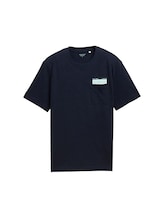 Niet geselecteerd, T-shirt met borstzak door , blauw