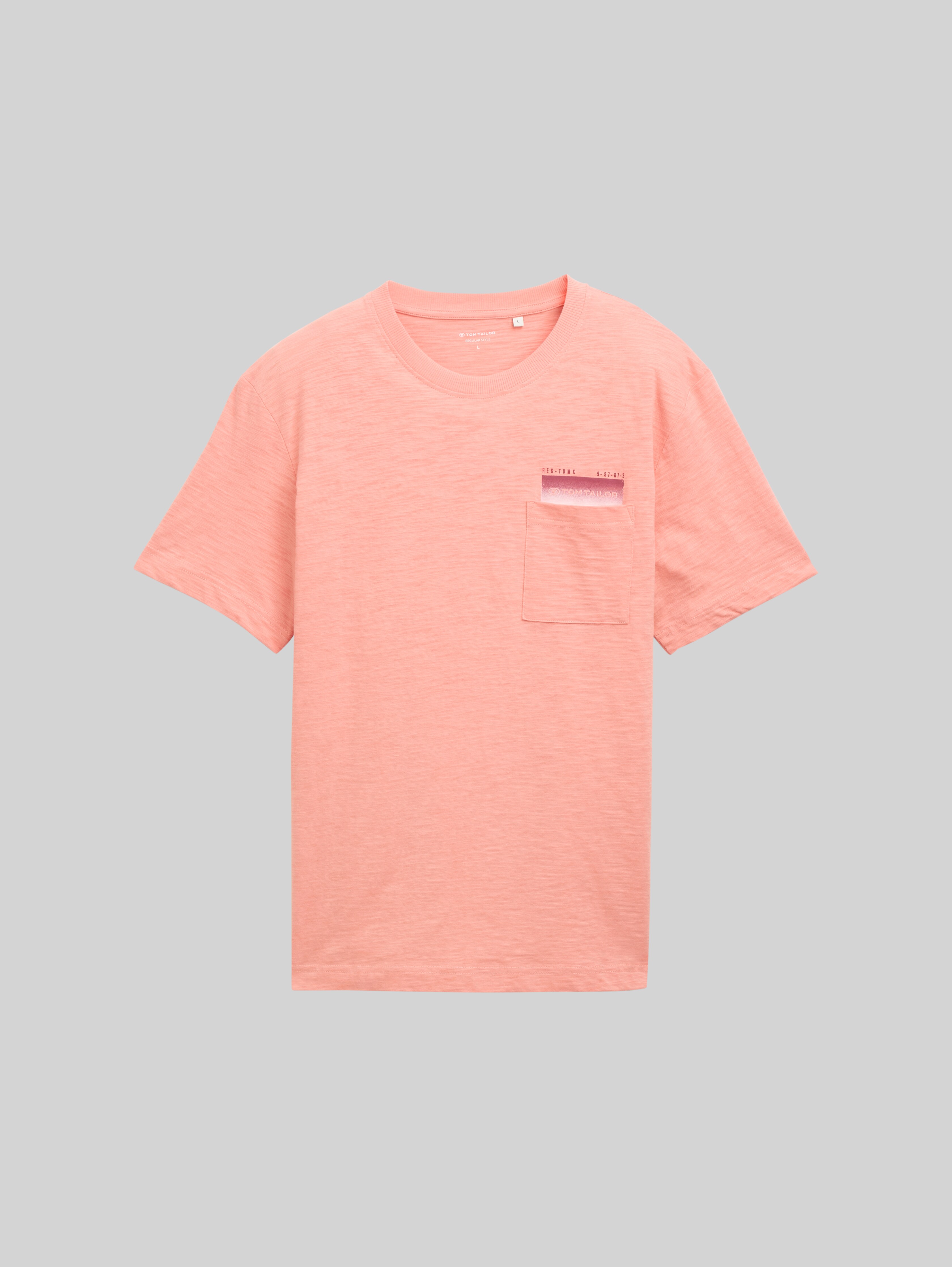 TOM TAILOR Herren T-Shirt Mit Brusttasche – Regular Fit, Aus Strukturiertem Stoff, Nachhaltige Kollektion
