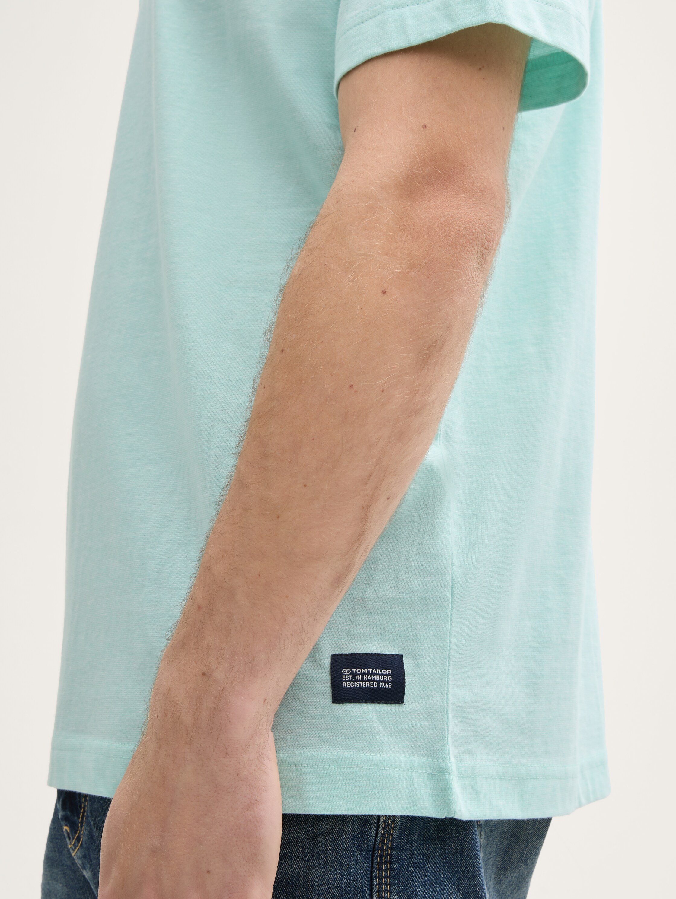 Henley T-Shirt aus Baumwolle - mint_white_fine_stripe - 