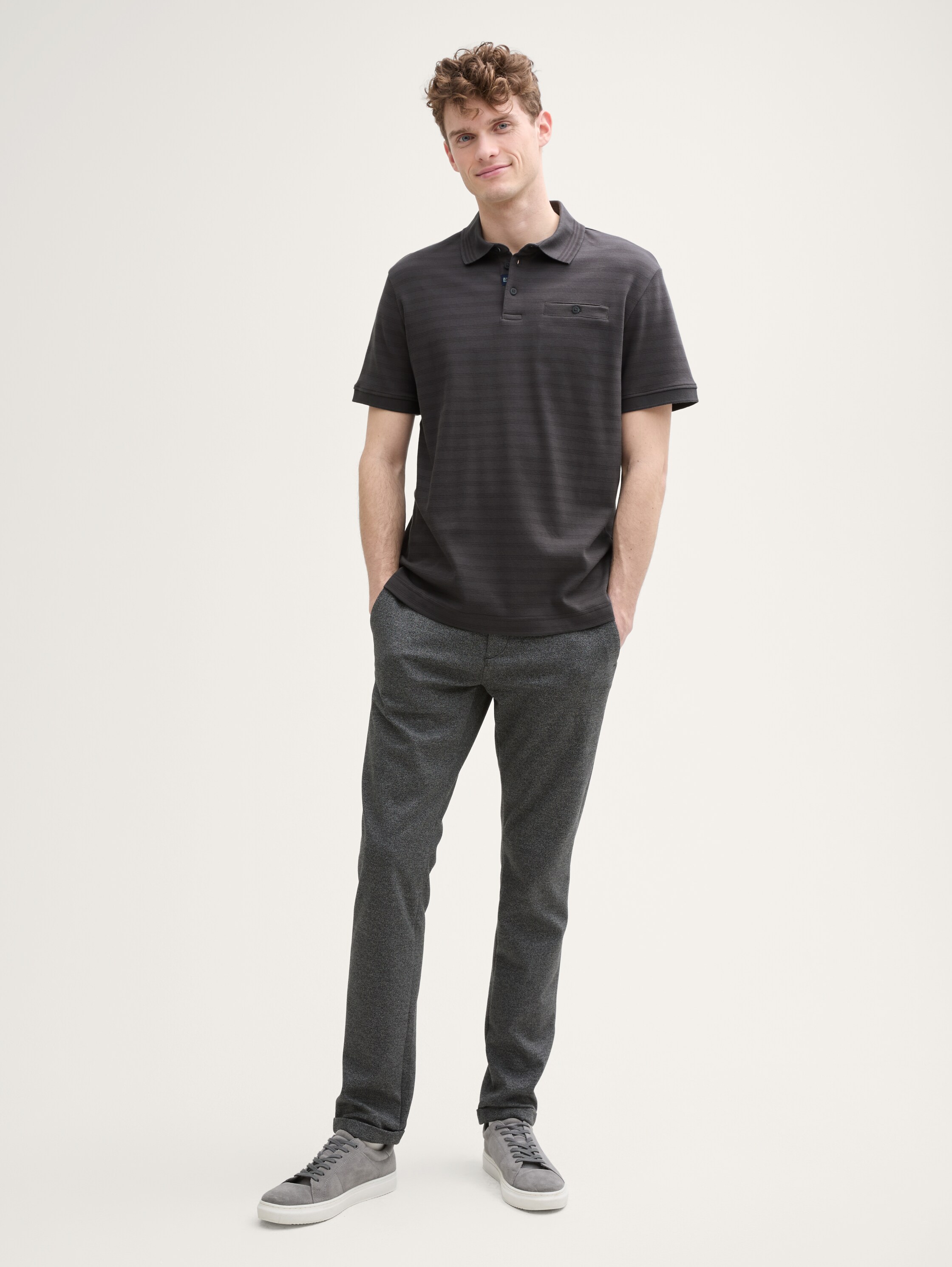 Jersey poloshirt met borstzak - tarmac_grey_tonal_fine_stripe - 