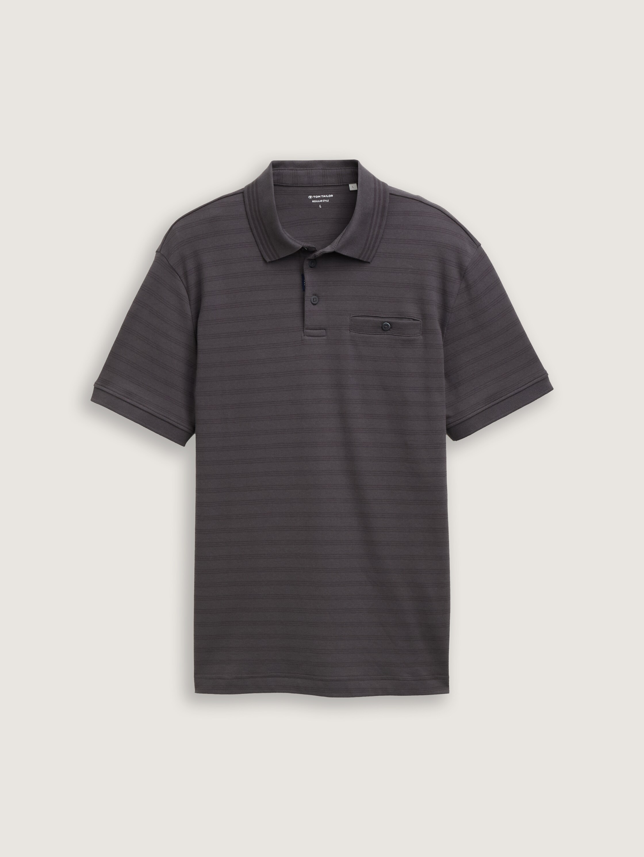 Jersey poloshirt met borstzak - tarmac_grey_tonal_fine_stripe - 