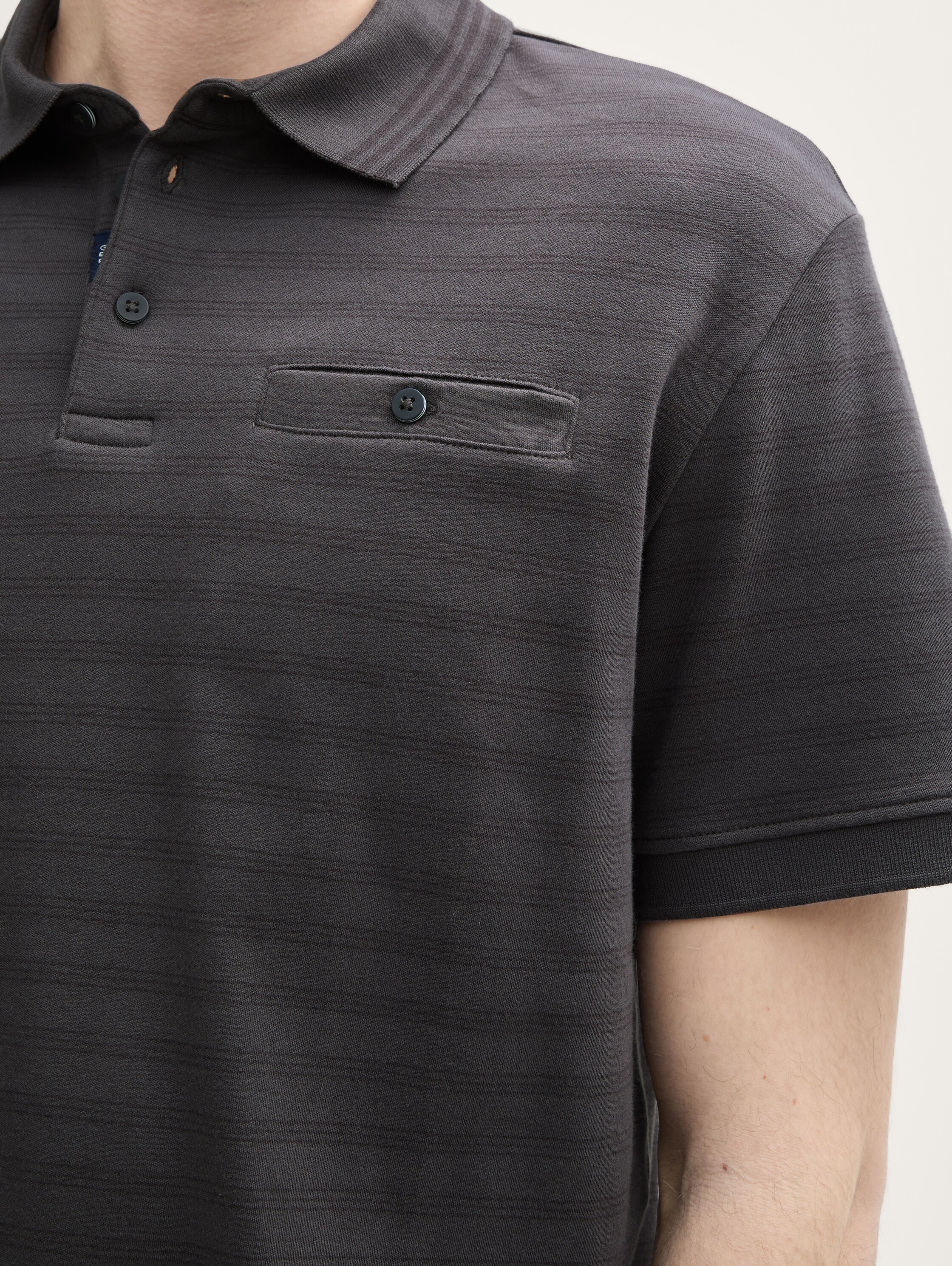 Jersey poloshirt met borstzak - tarmac_grey_tonal_fine_stripe - 