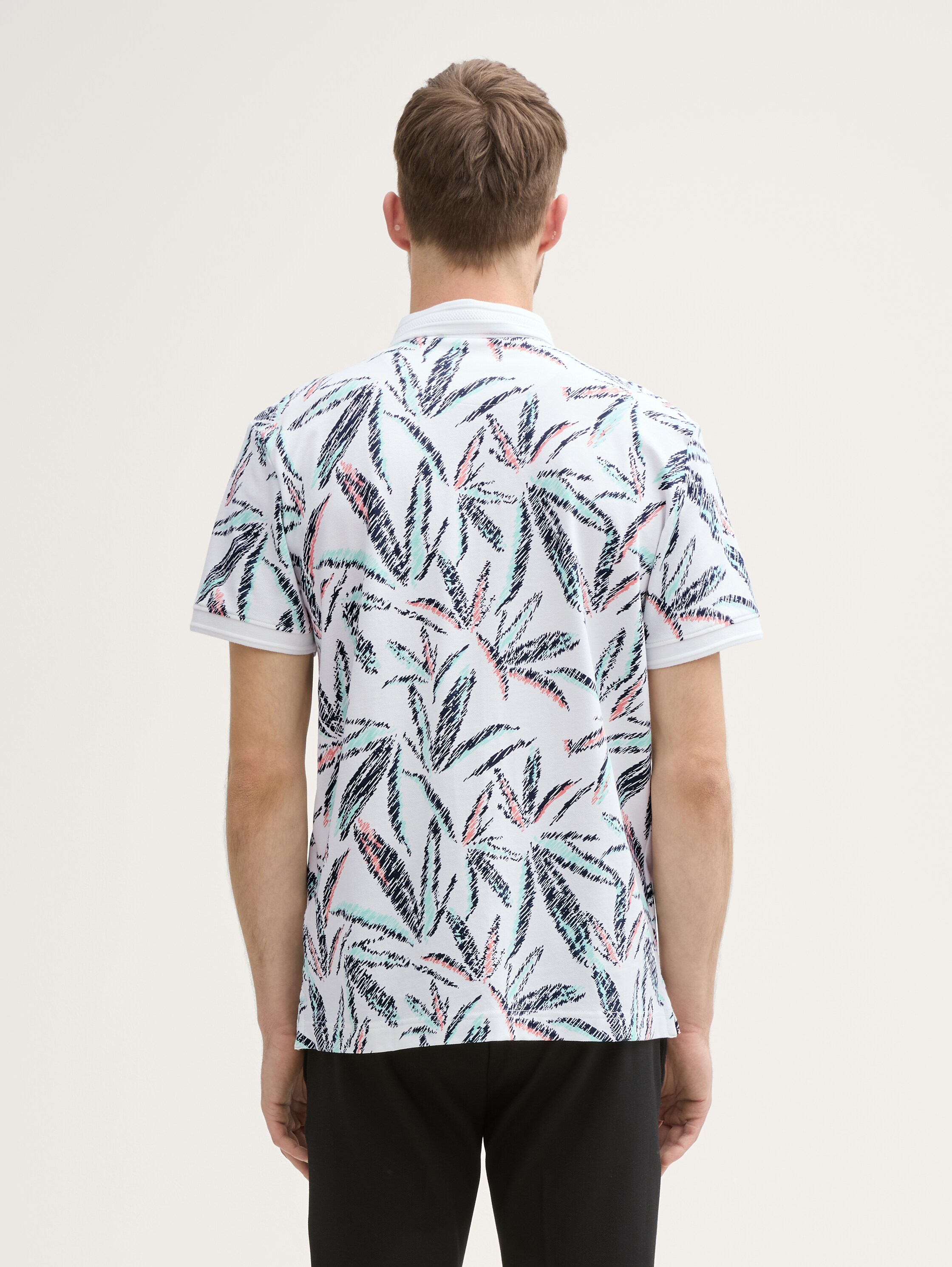 Piqué Poloshirt mit Palmen-Print - white_multi_leaf_design - 