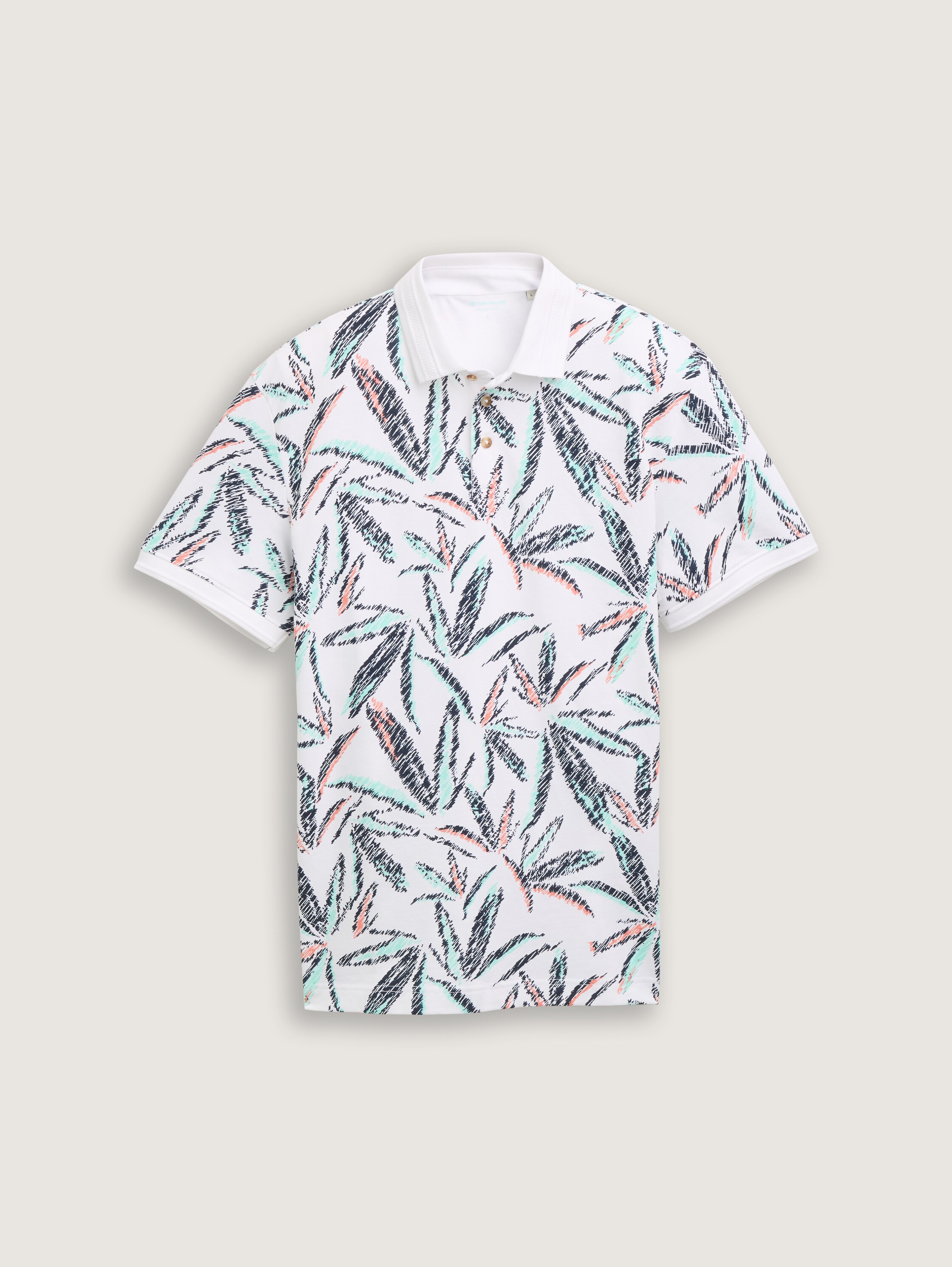 Piqué Poloshirt mit Palmen-Print - white_multi_leaf_design - 