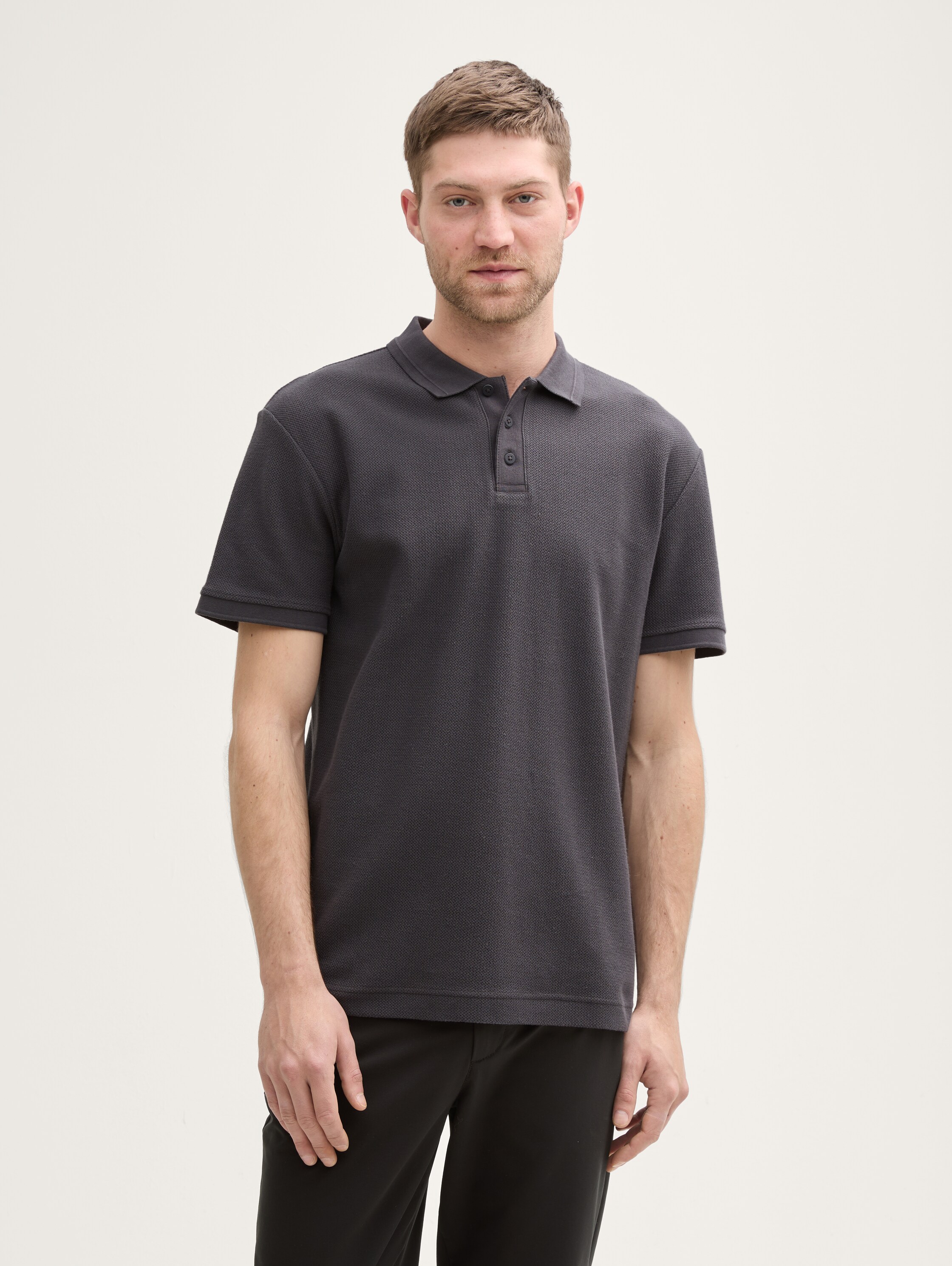Jersey Poloshirt aus Baumwolle - tarmac_grey - 