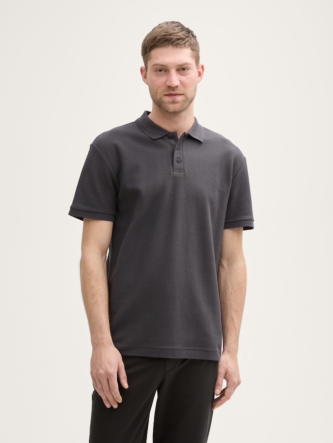 Jersey katoenen polo door Men, Tarmac Grey