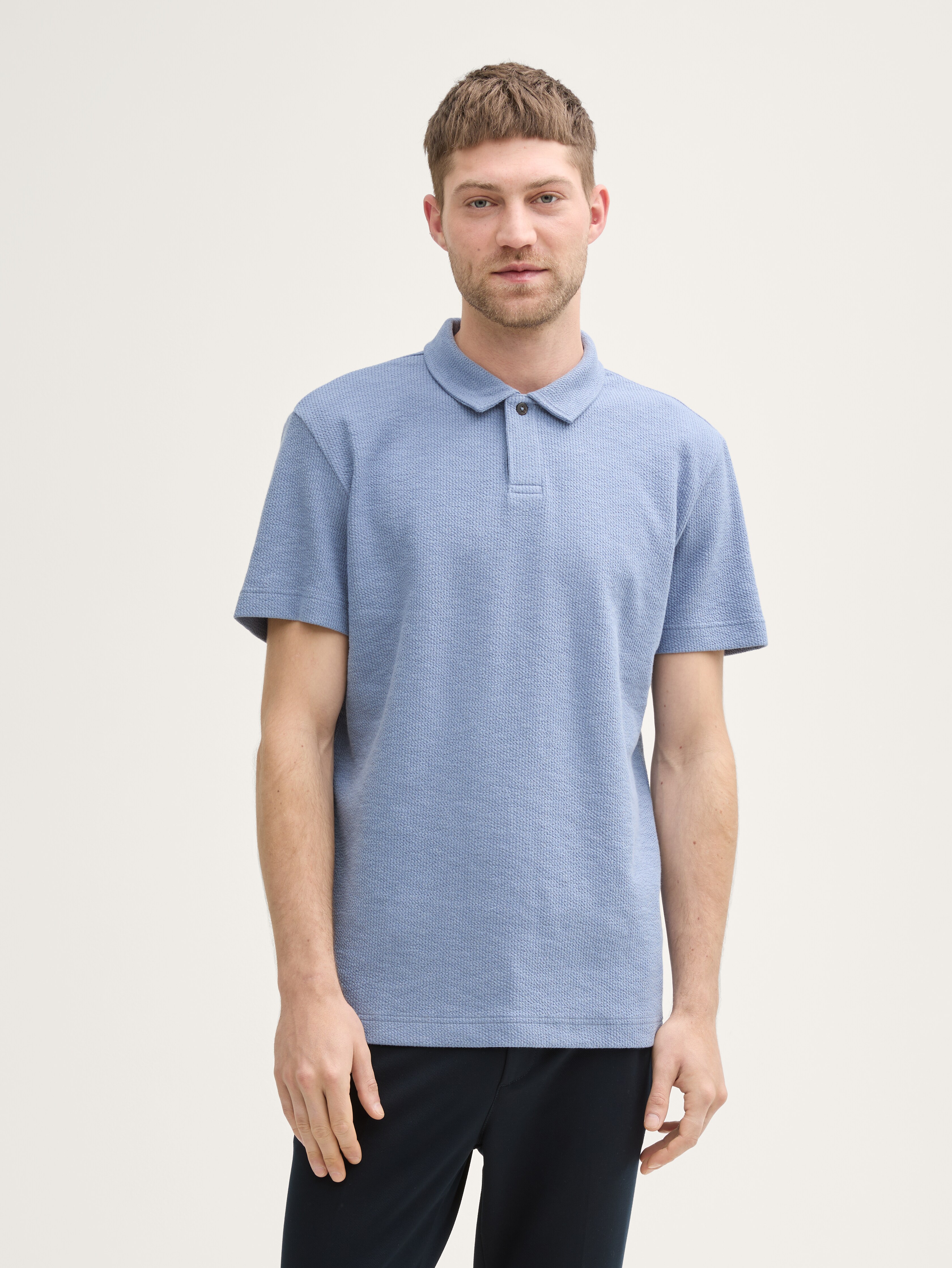 Ripp Poloshirt mit Stretch-Anteil von Men, dove blue
