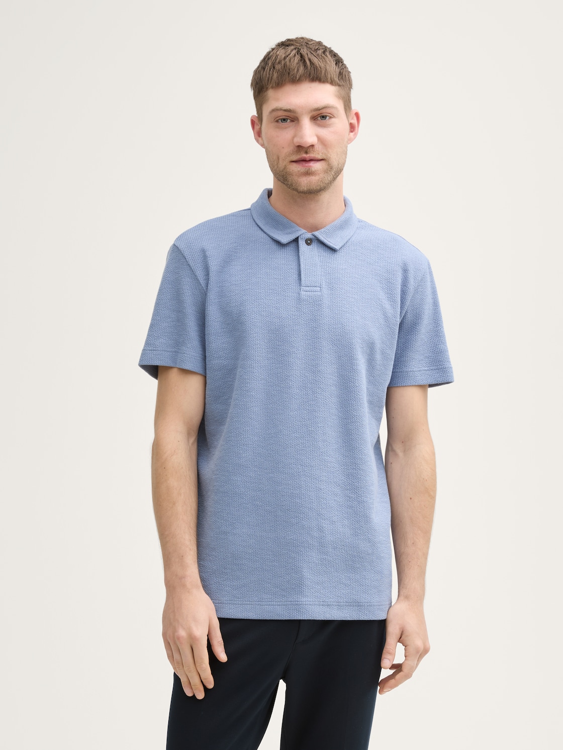 Ripp Poloshirt mit Stretch-Anteil - dove blue