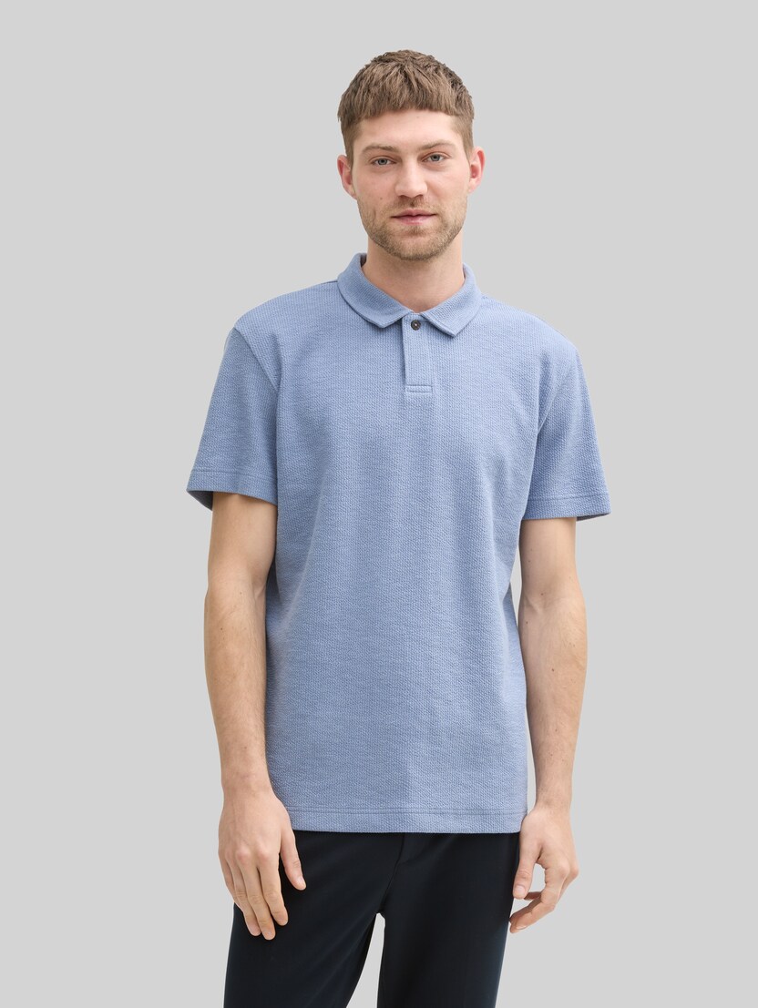 Ripp Poloshirt mit Stretch-Anteil von Men, dove blue