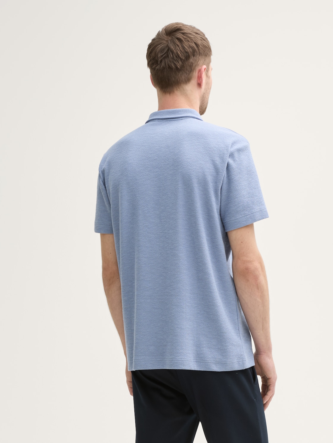 Ripp Poloshirt mit Stretch-Anteil - dove blue