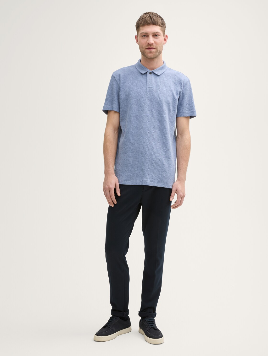 Ripp Poloshirt mit Stretch-Anteil - dove blue