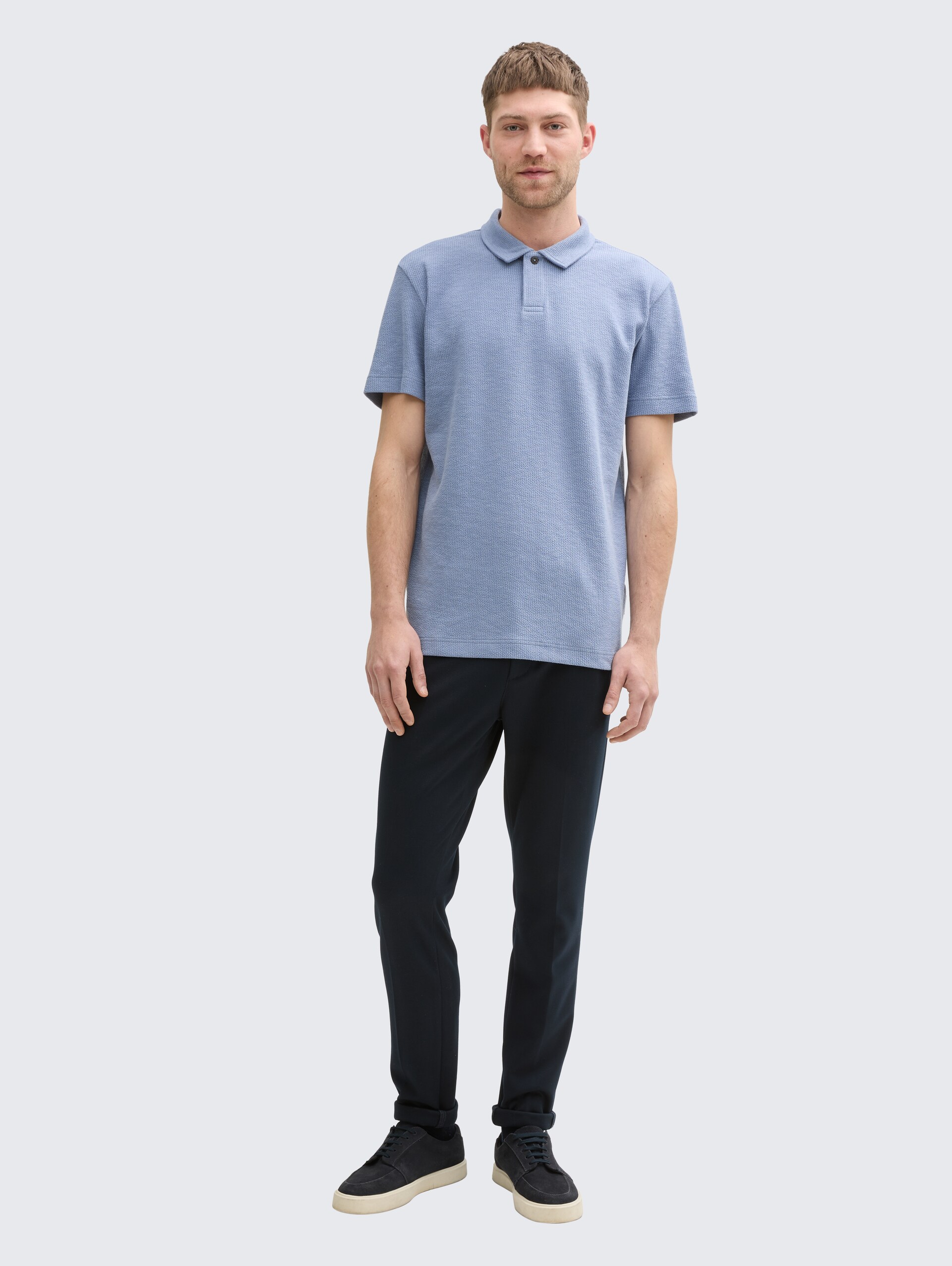Ripp Poloshirt mit Stretch-Anteil - dove blue
