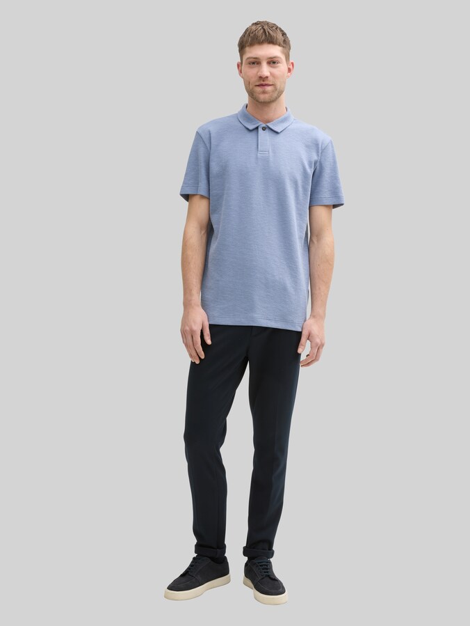Ripp Poloshirt mit Stretch-Anteil von Men, dove blue